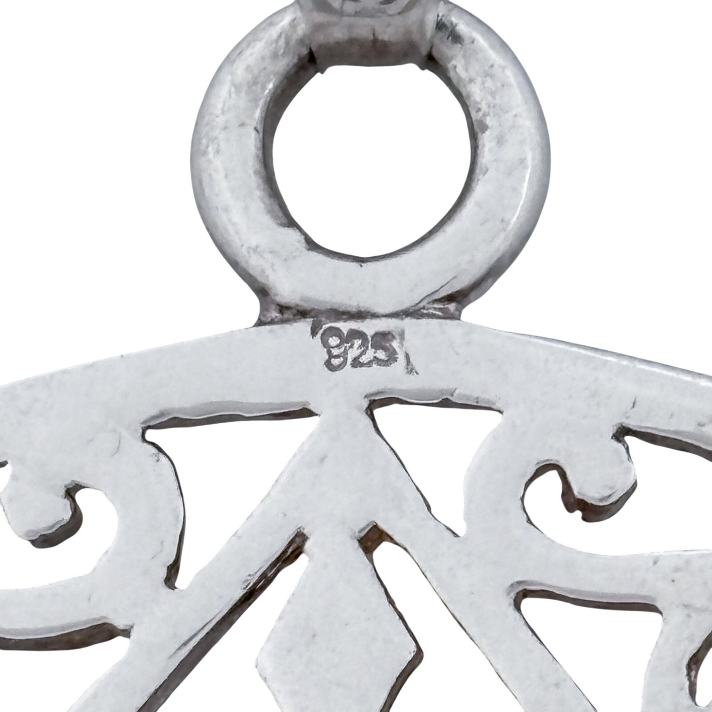 Vintage Sterling Silver 925 Filigree Cutout Disk Pendant