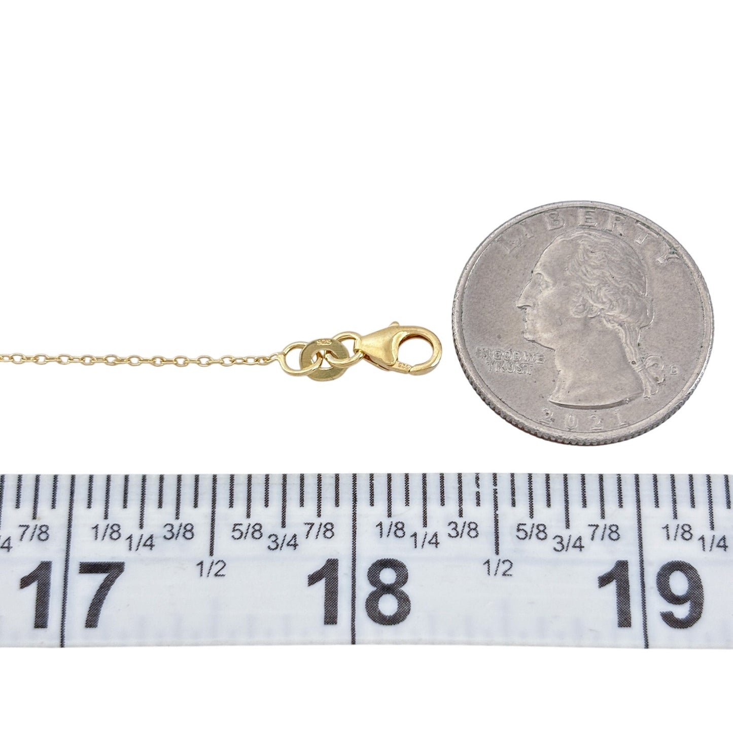 Vintage Gold-Tone Sterling Silver 925 Cable Link Chain Necklace 16"-18"