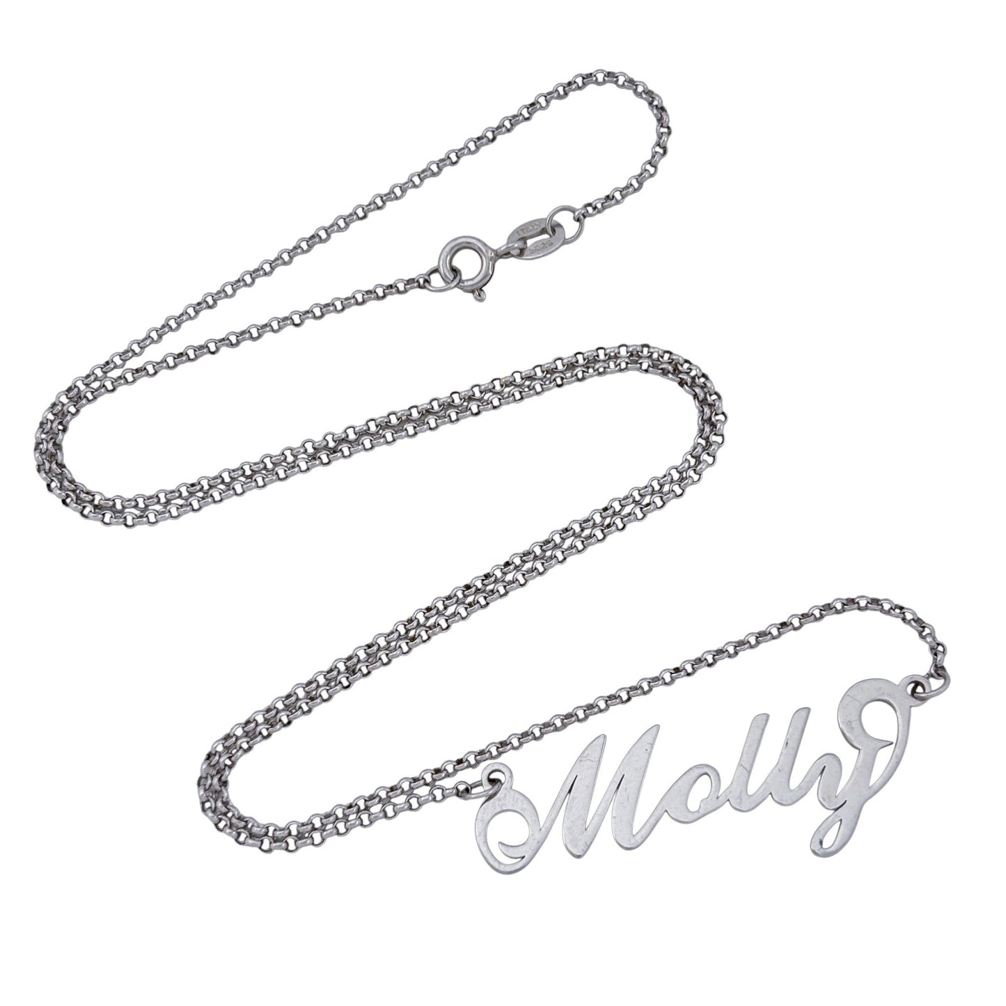 Vintage Sterling Silver 925 Molly Name Necklace 20"