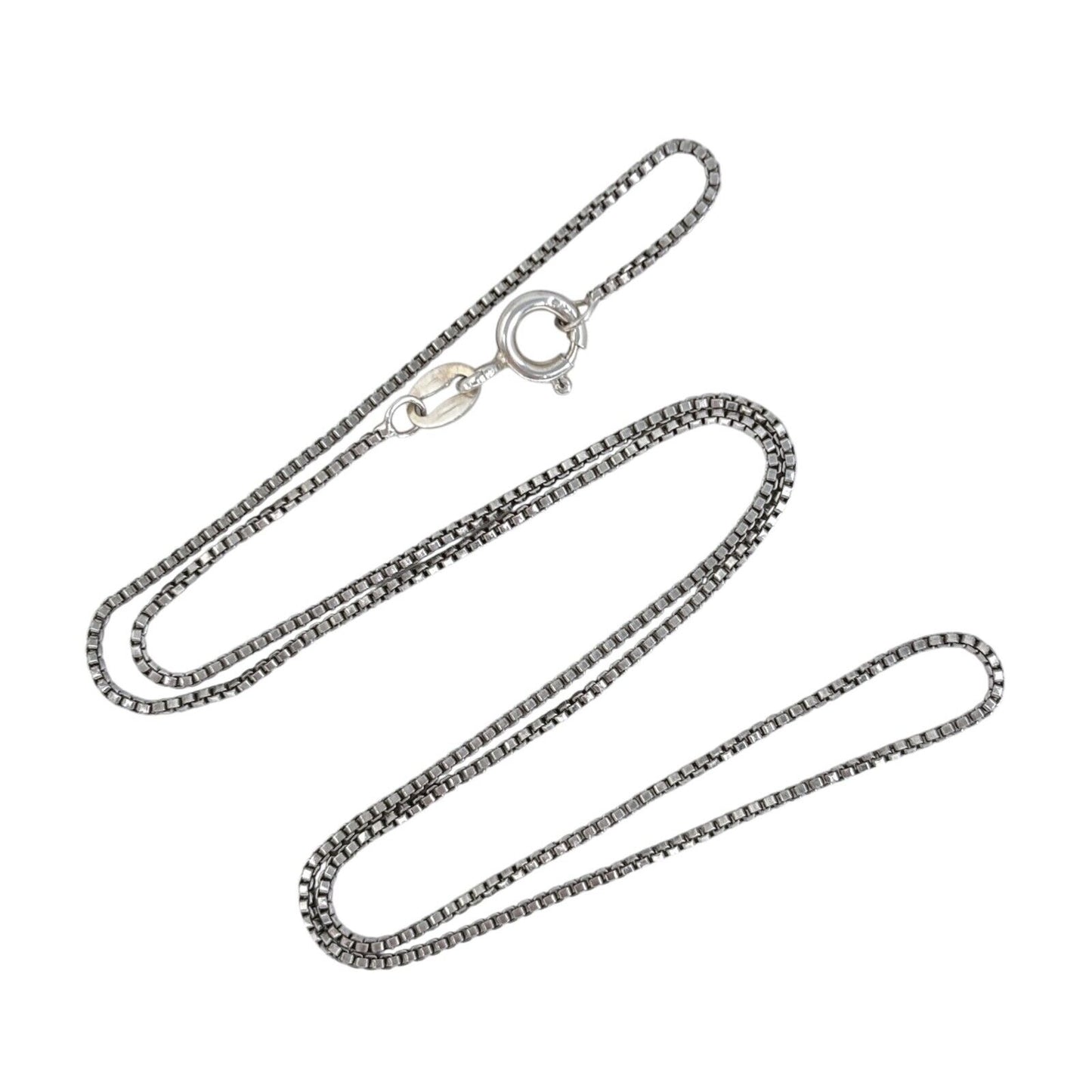 Vintage Italian Sterling Silver 925 Box Chain Necklace 16"