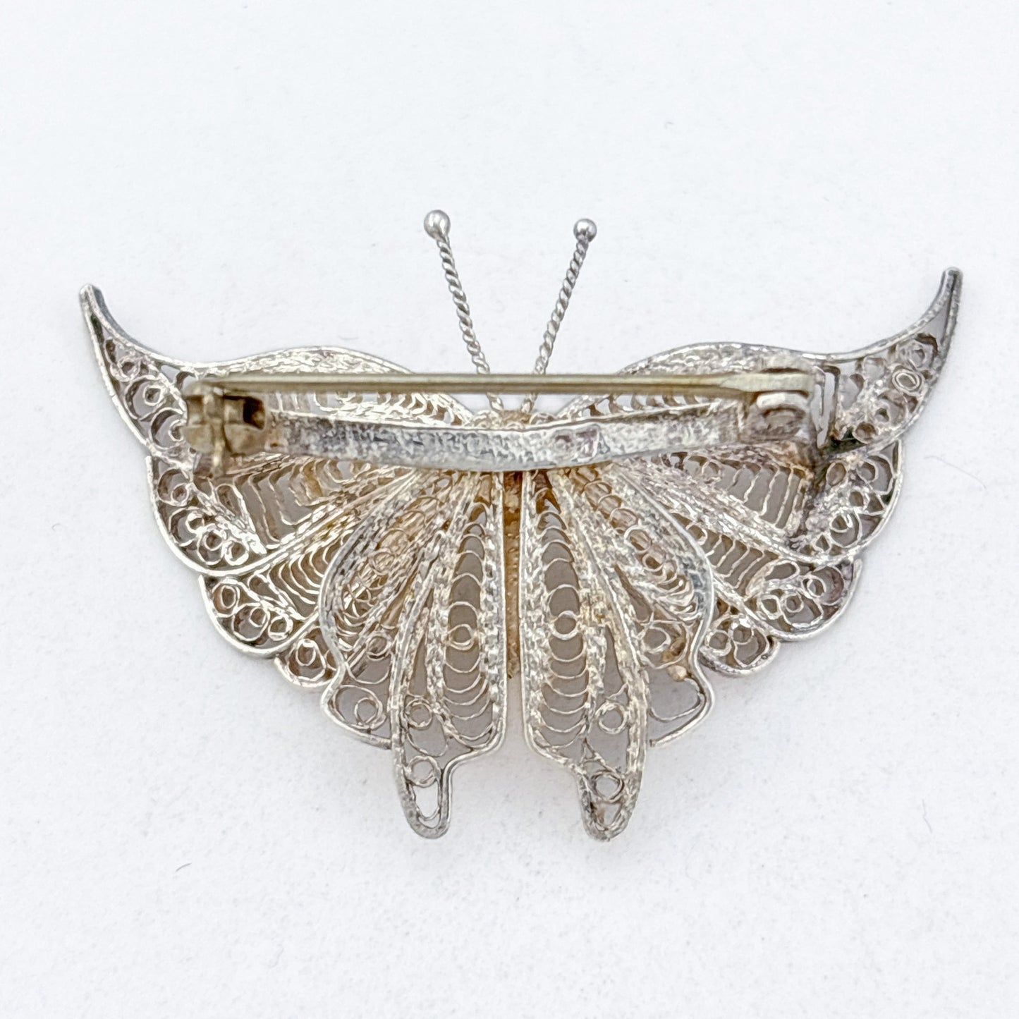 Vintage Sterling Silver 925 Filigree Butterfly Brooch