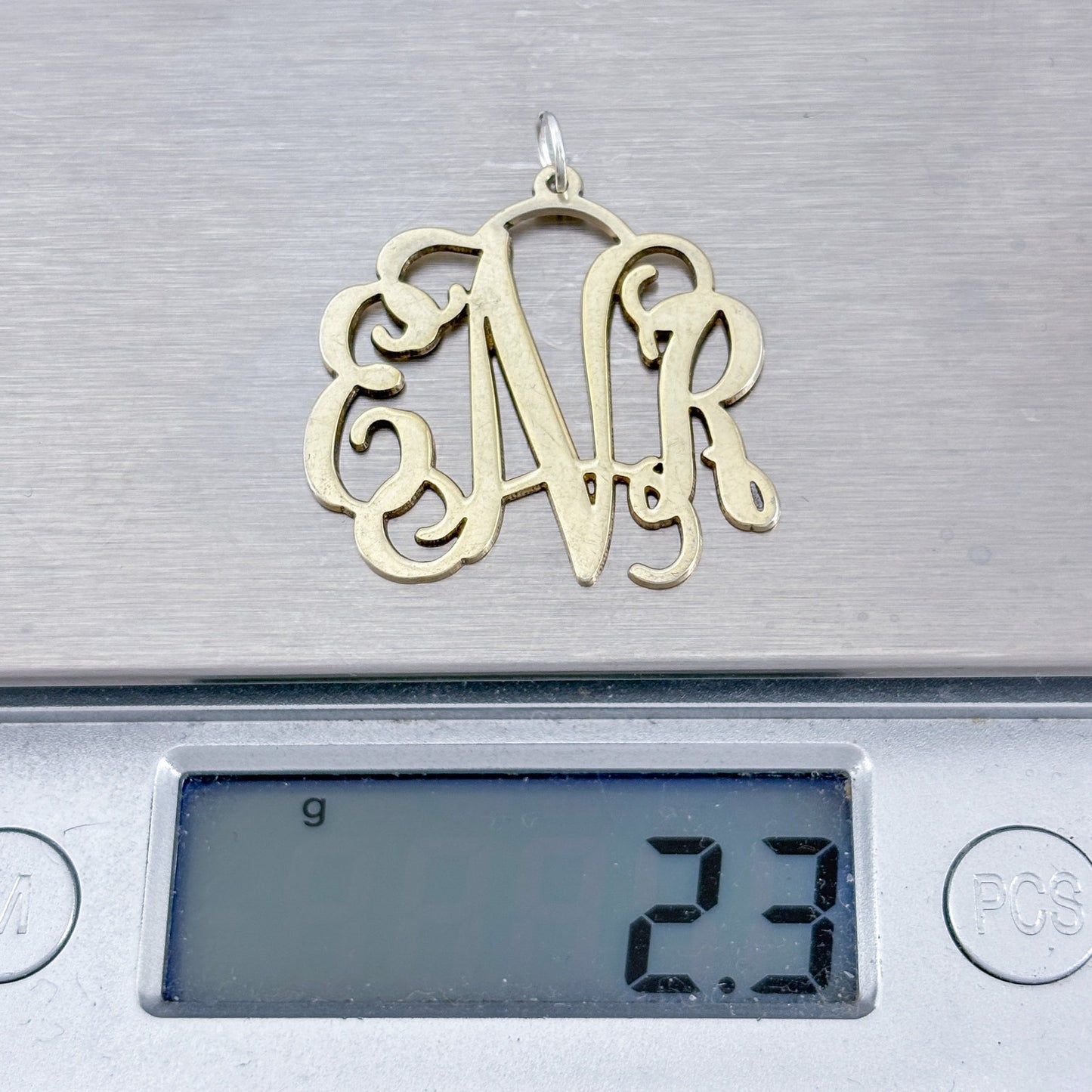 Vintage Gold-Tone Sterling Silver 925 ENR Monogram Pendant