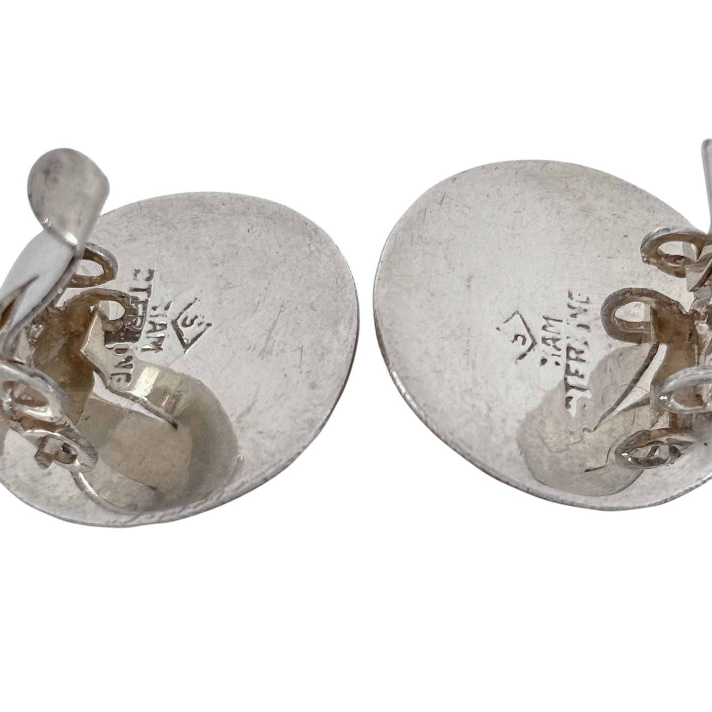 Vintage Sterling Silver 925 Floral Etched Clip On Earrings