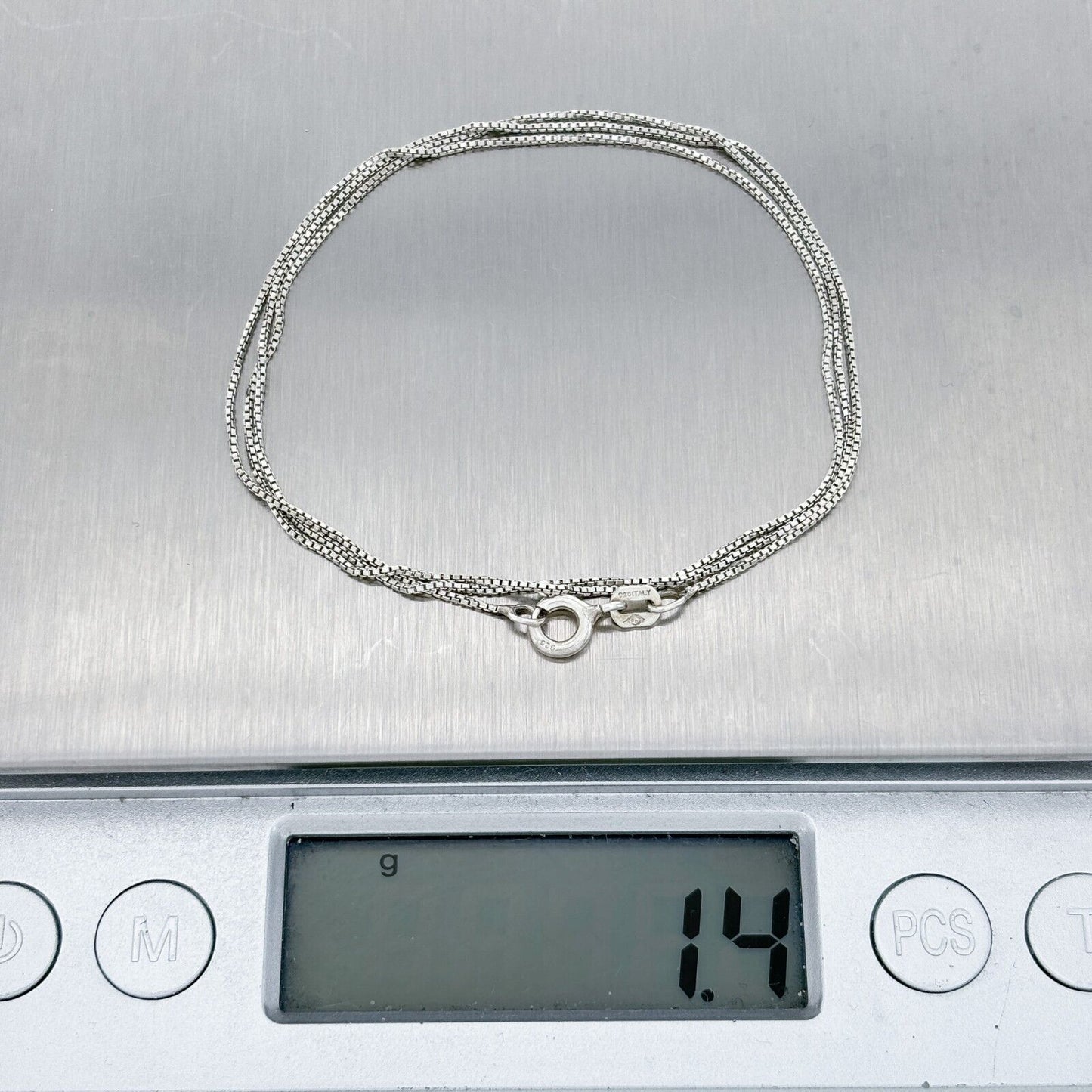 Vintage Italy Sterling Silver 925 Box Chain Necklace 18"