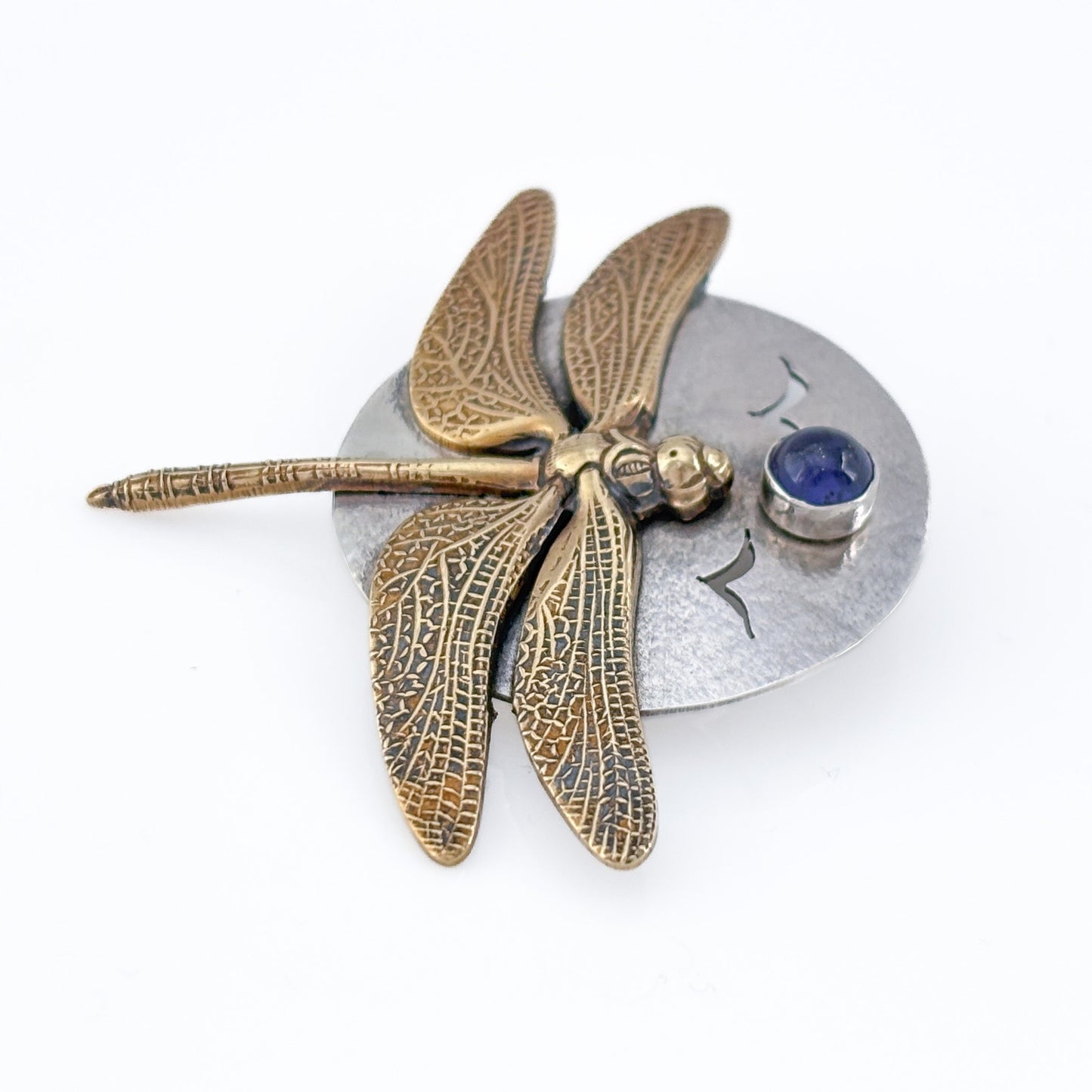 Vintage Sterling Silver 925 Lapis Lazuli Dragonfly Brooch