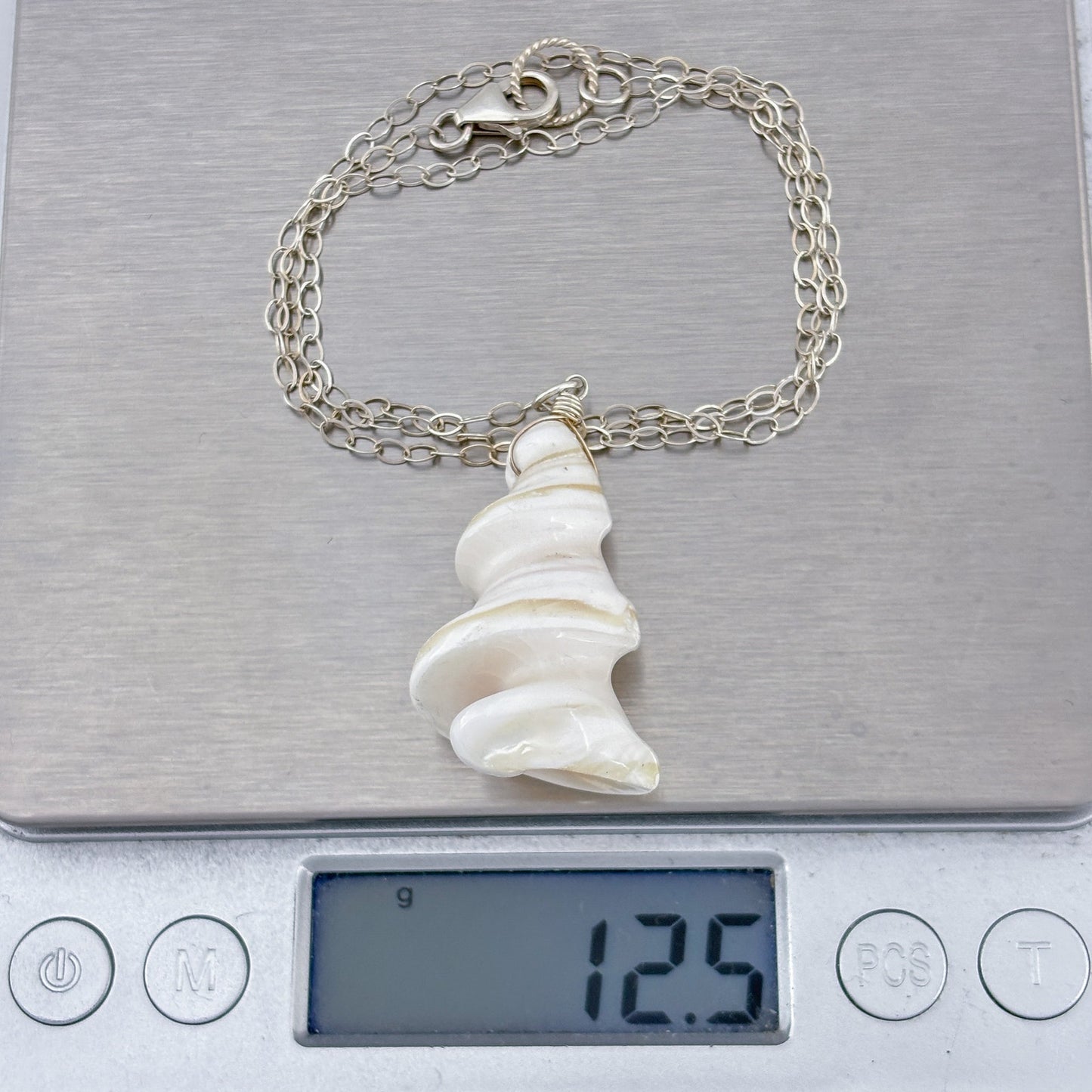 Vintage Sterling Silver 925 Shell Pendant Necklace 18"