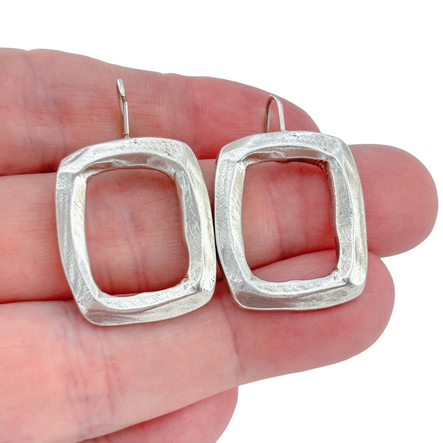 Vintage Duo B Paris Sterling Silver 925 Square Hoop Earrings