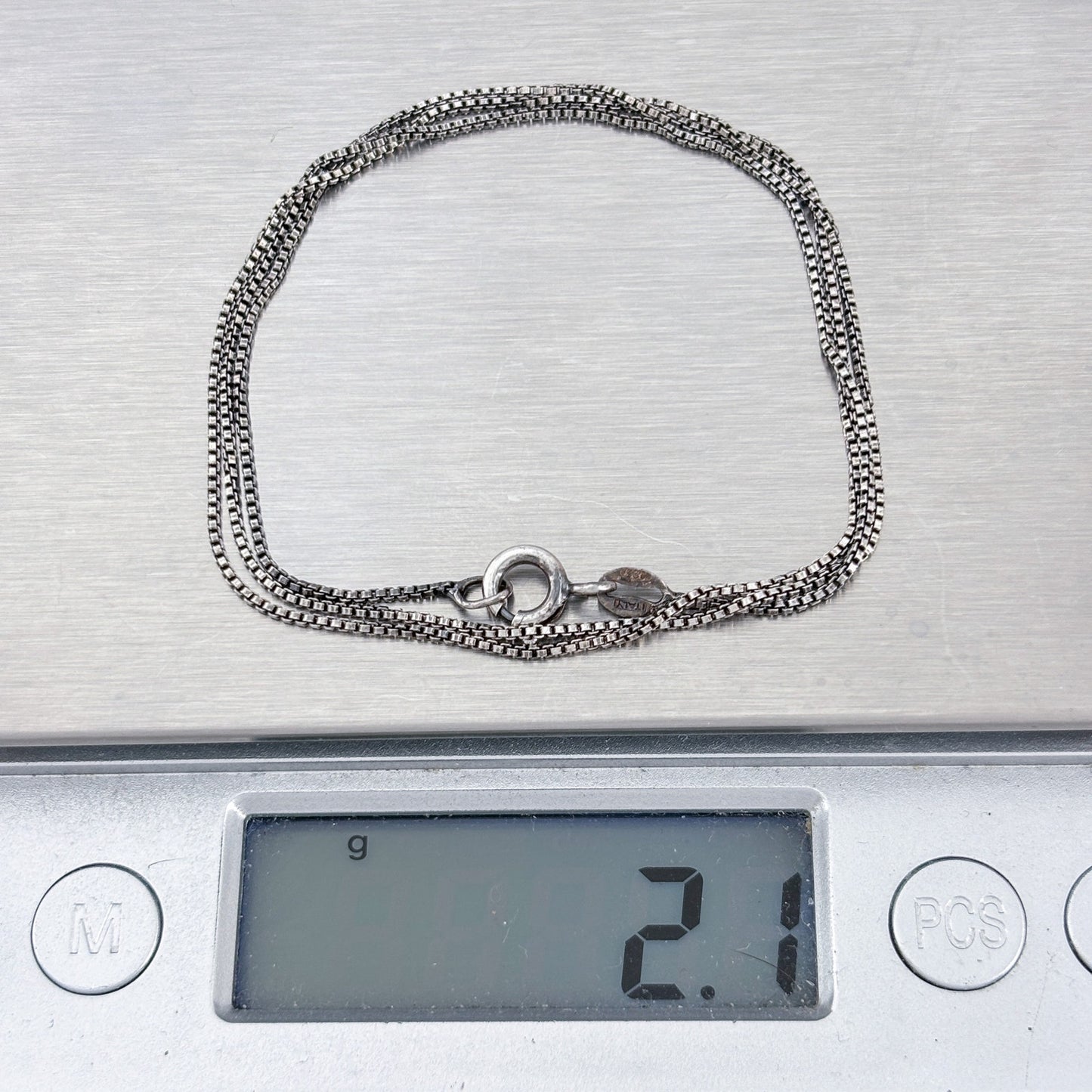 Vintage Italy Sterling Silver 925 Box Link Chain Necklace 18"