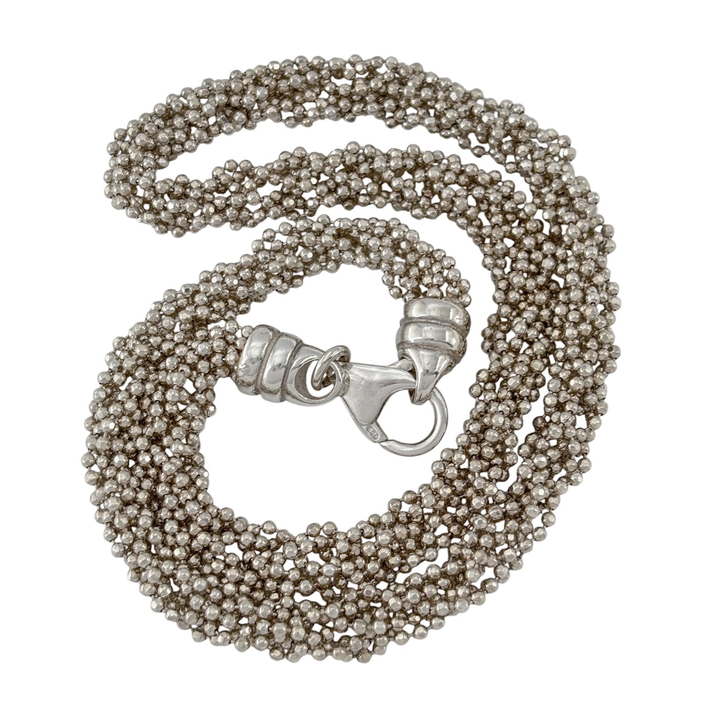 Vintage Sterling Silver 925 Multi Strand Bead Necklace 16"