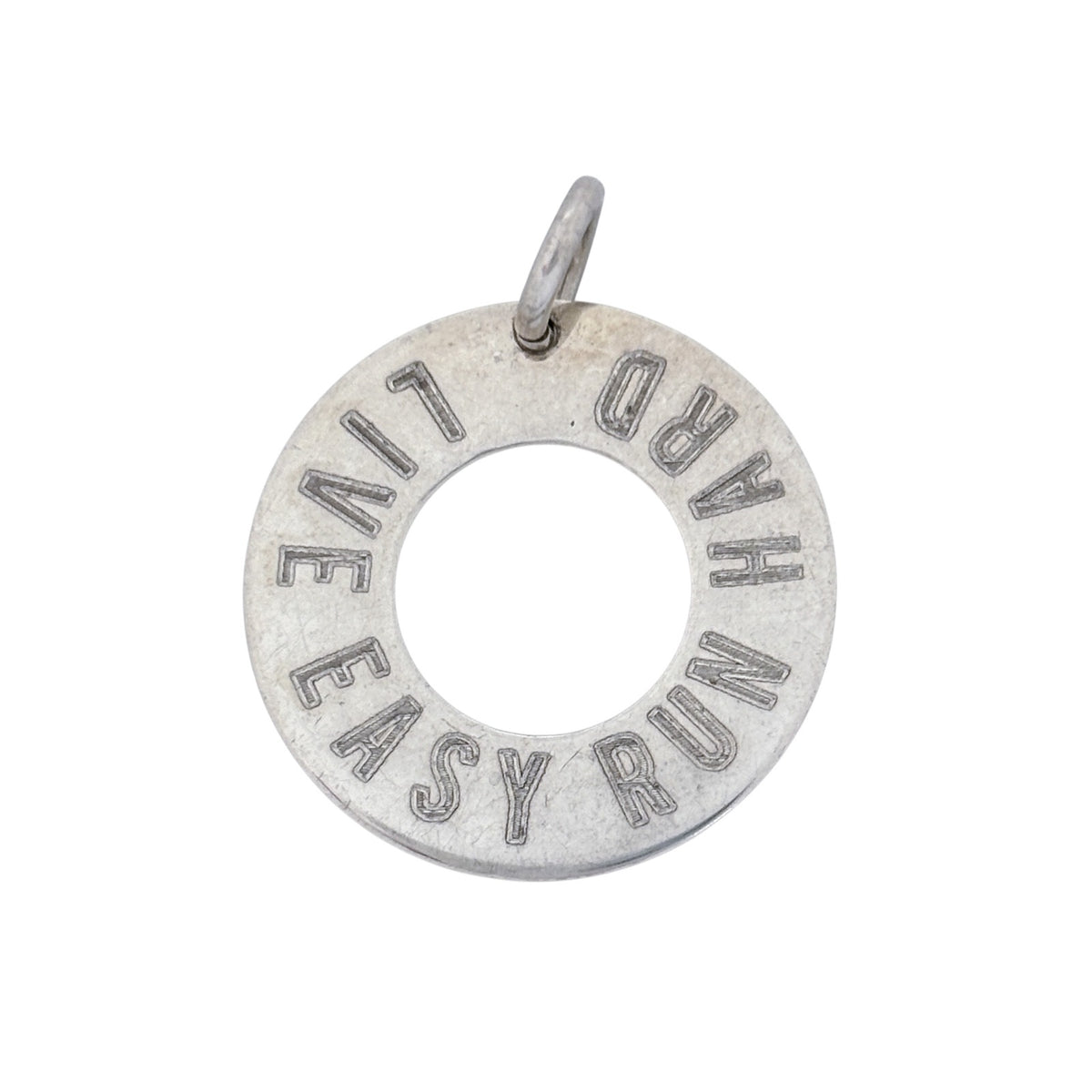Live Easy Run Hard Disk Charm | Sterling Silver 925 | Inspirational Pendant