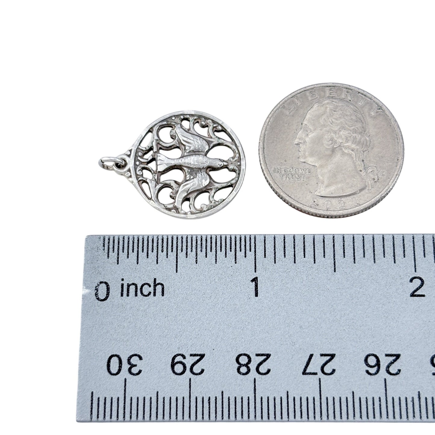 Vintage Sterling Silver 925 Dove Openwork Pendant