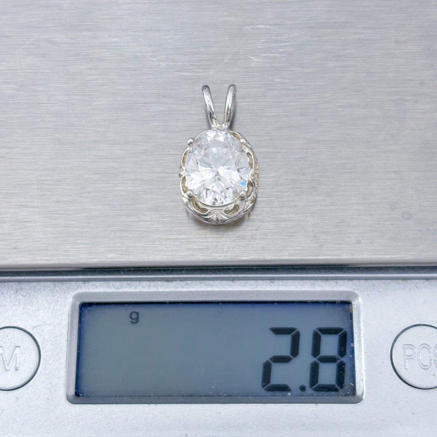 Vintage Sterling Silver 925 Cubic Zirconia Pendant