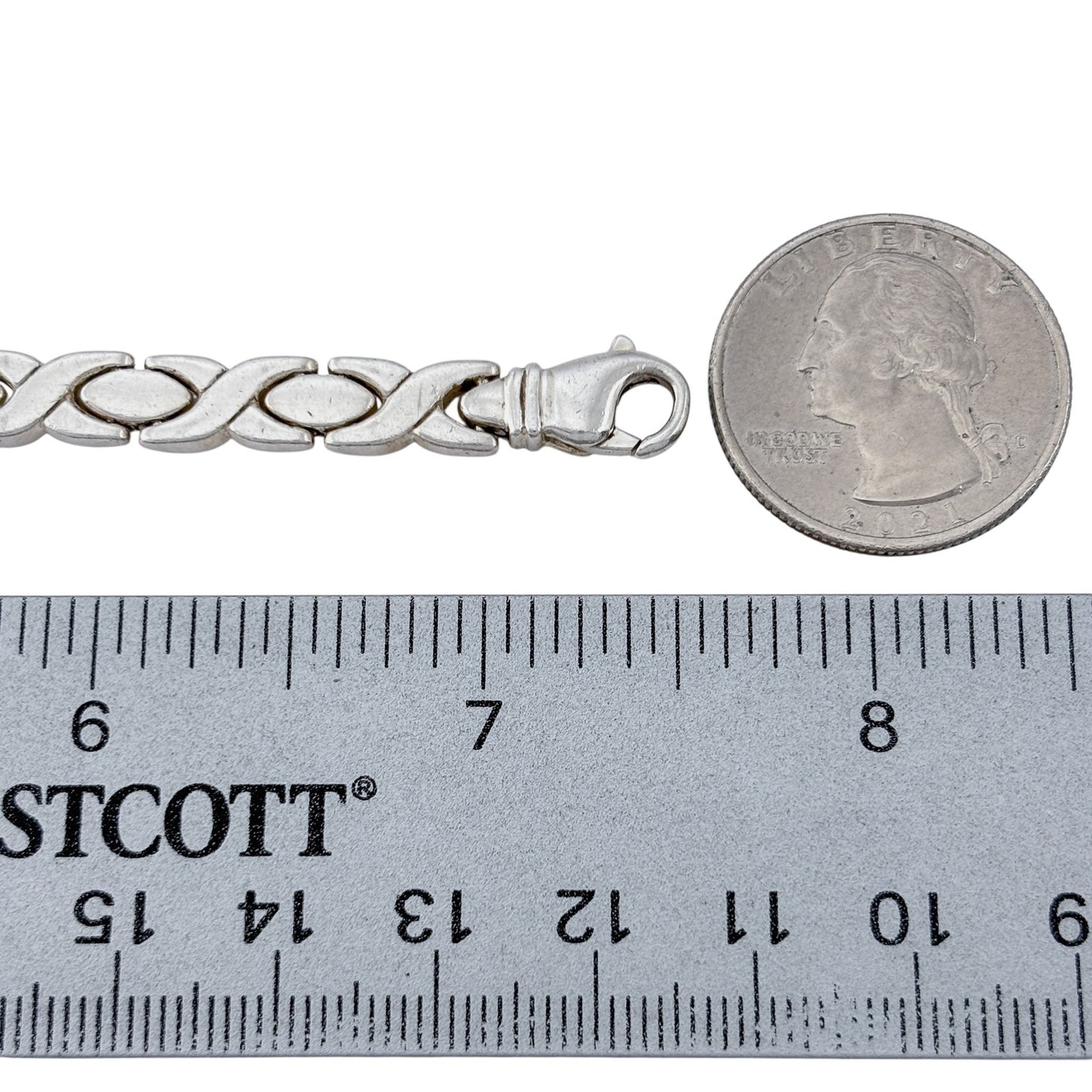 Vintage Sterling Silver 925 XO Link Bracelet 7.5"