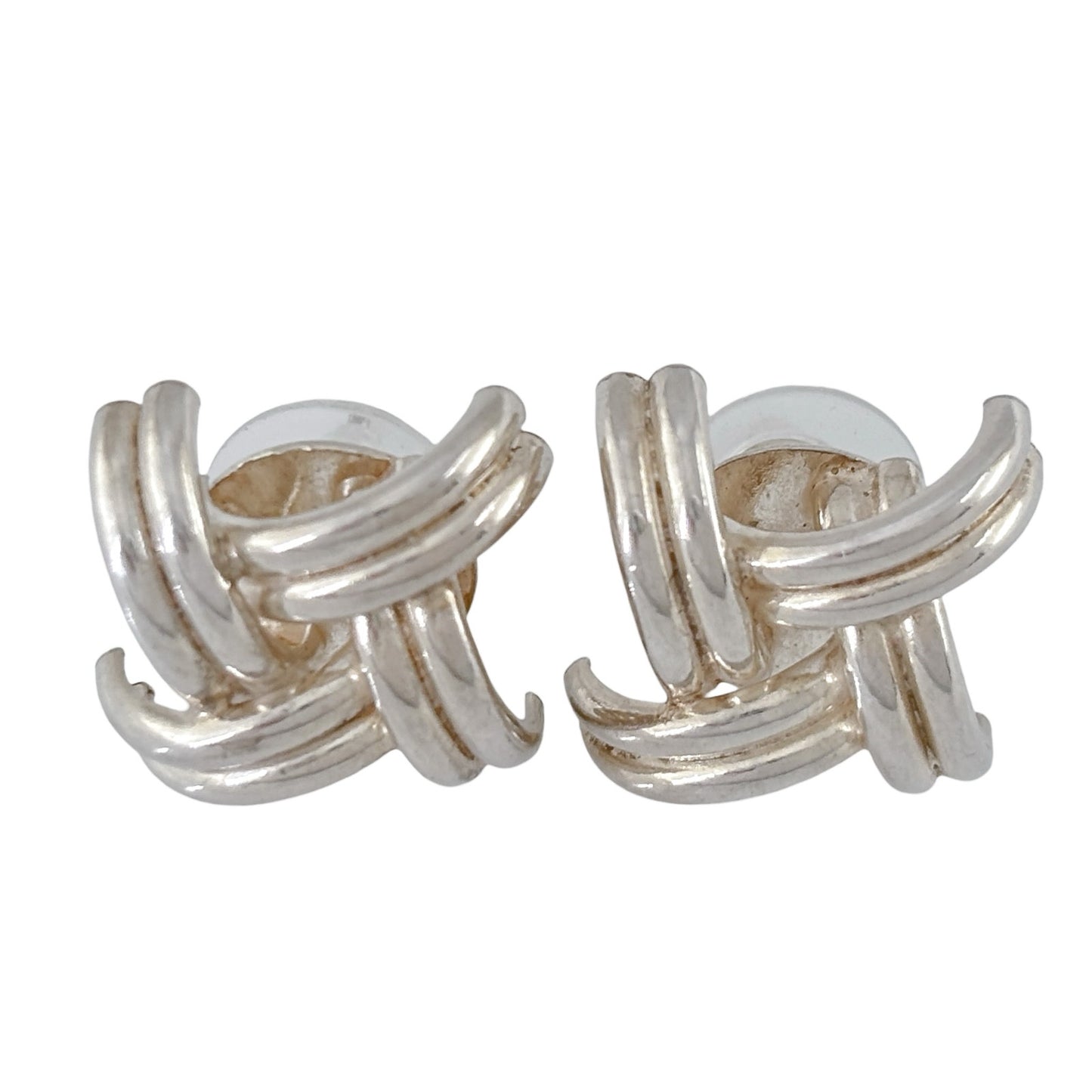 Vintage Sterling Silver 925 Woven Knot Earrings