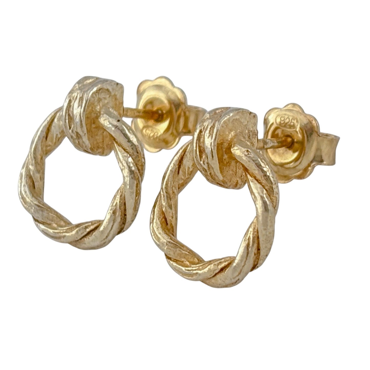 Vintage Gold-Tone Sterling Silver 925 Doorknocker Earrings