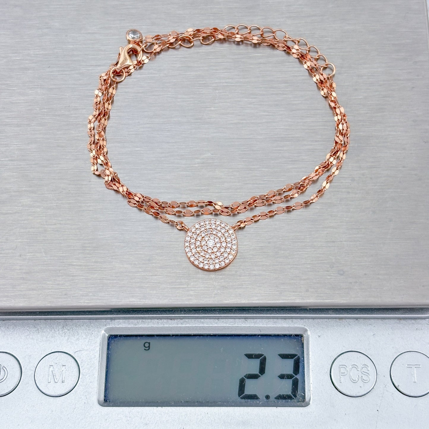 Vintage Rose Gold-Tone Sterling Silver 925 Cubic Zirconia Necklace 18"-20"