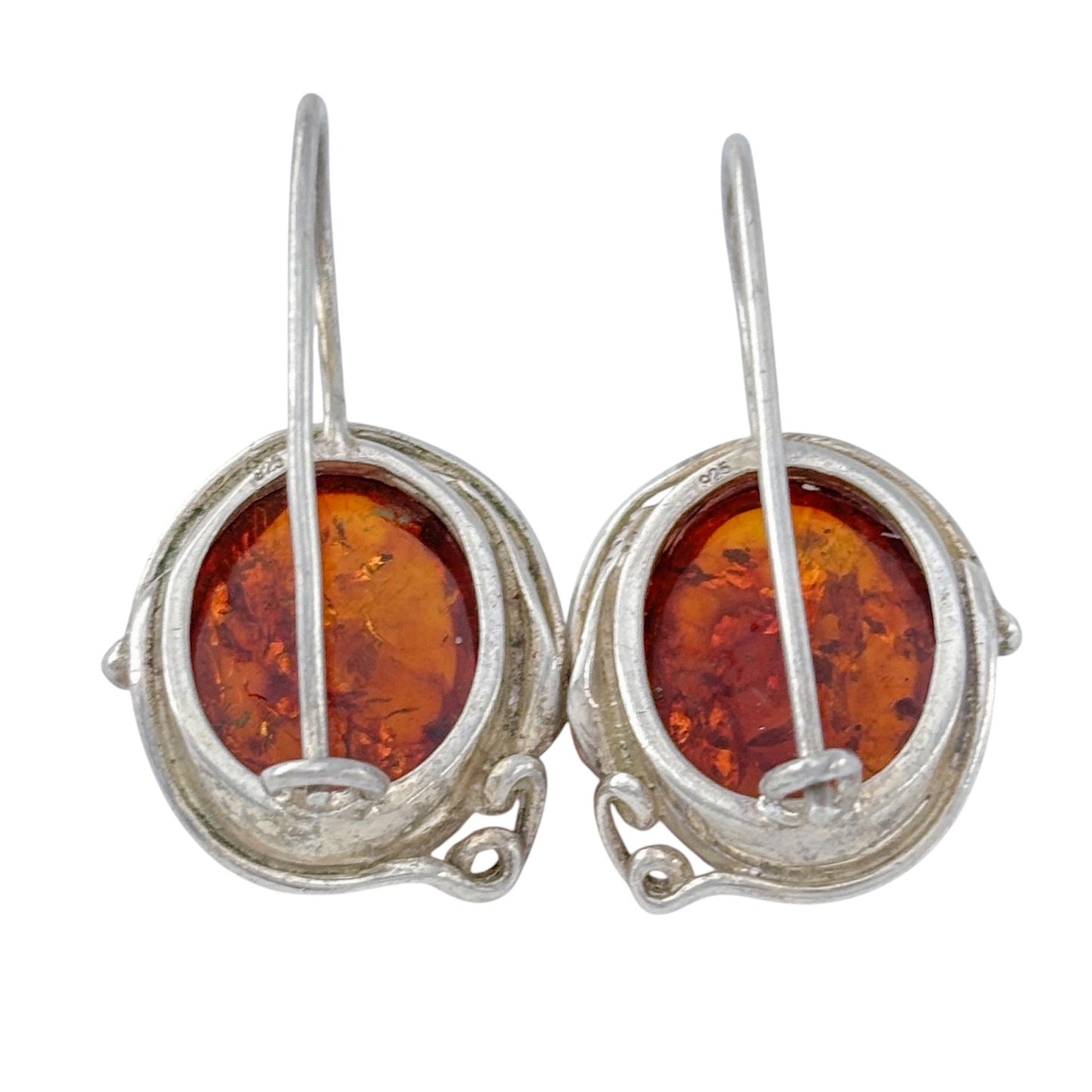 Vintage Sterling Silver 925 Amber Drop Earrings