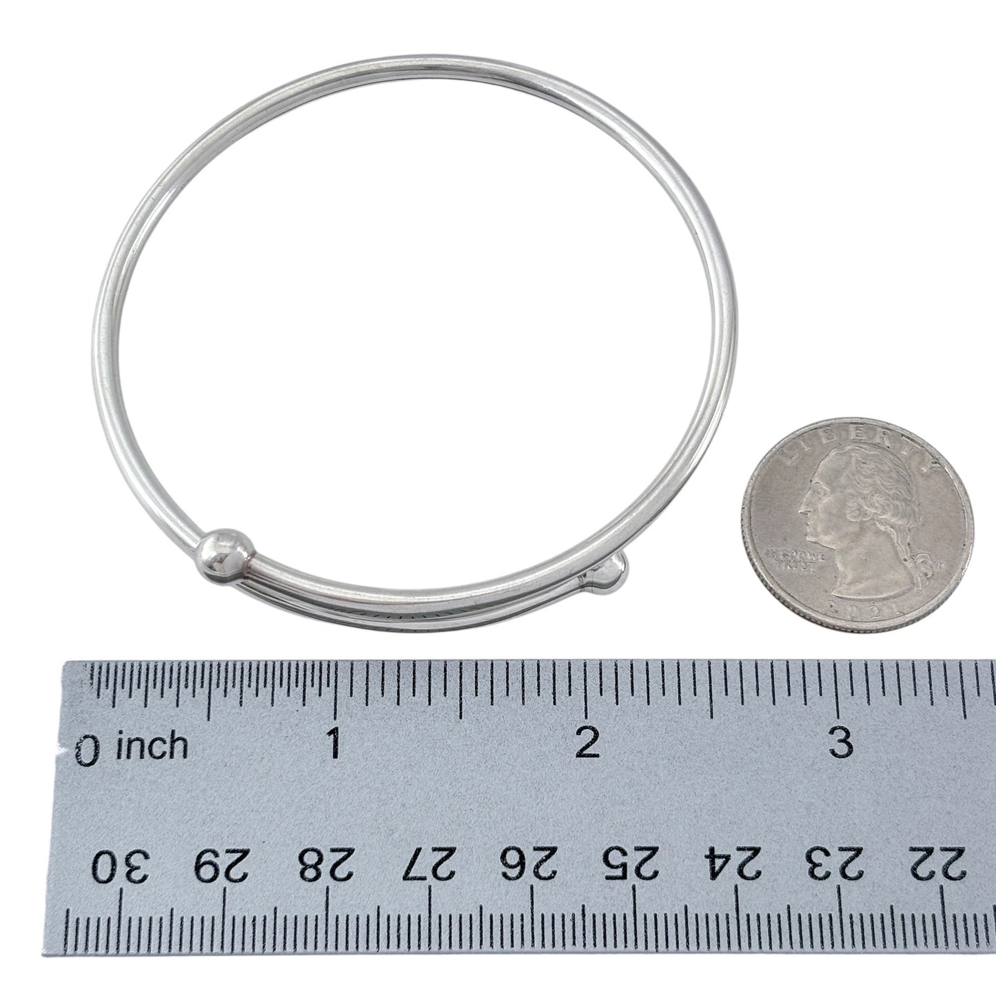 Vintage Sterling Silver 925 Ball Tip Cross Over Bangle Bracelet 7.75"