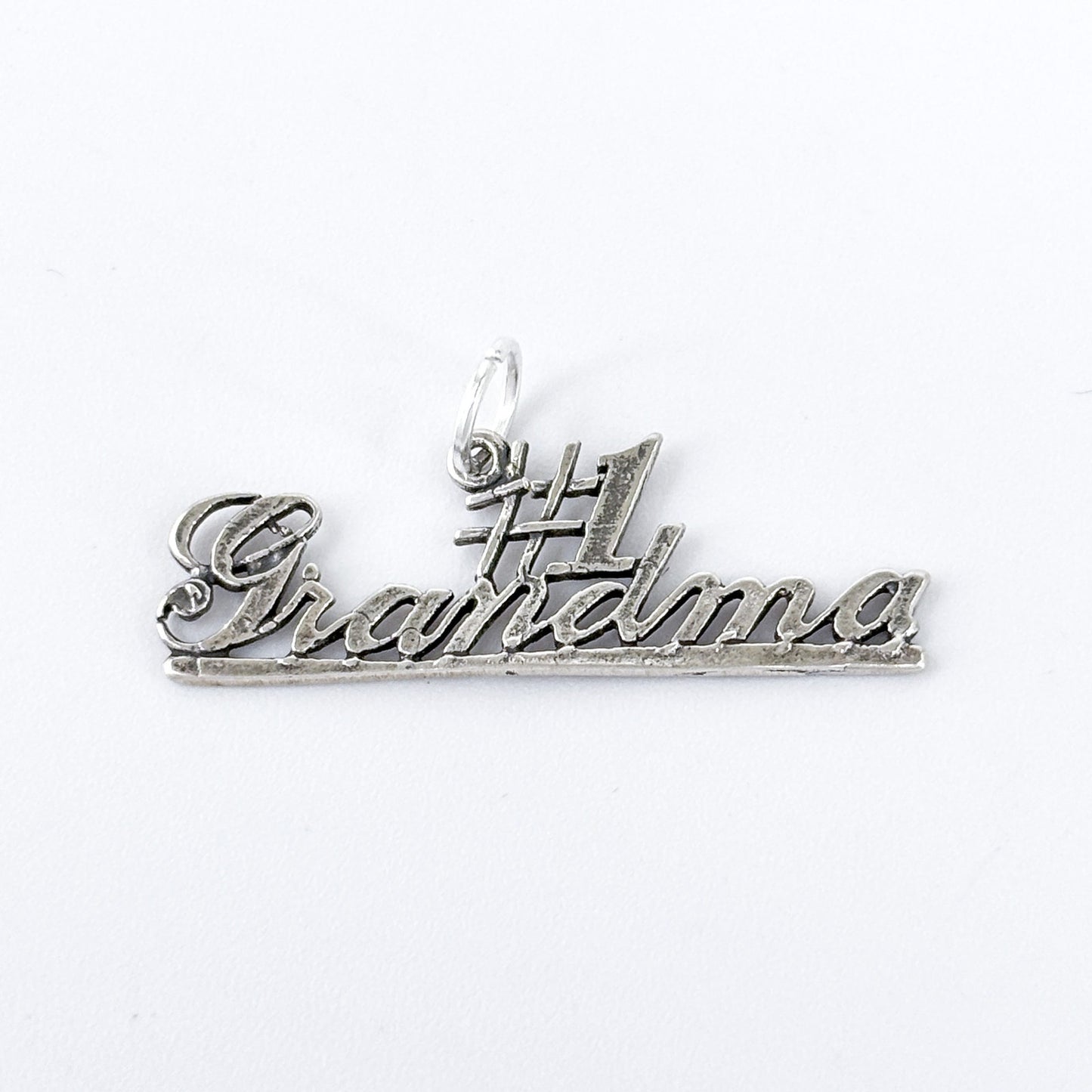 Vintage Sterling Silver 925 “#1 Grandma” Script Charm Pendant