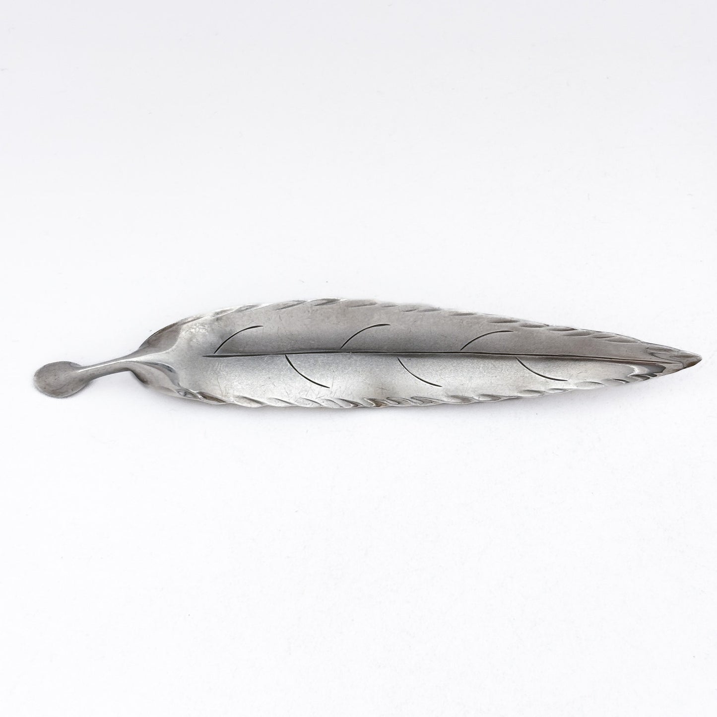 Vintage NYE Sterling Silver 925 Feather Brooch