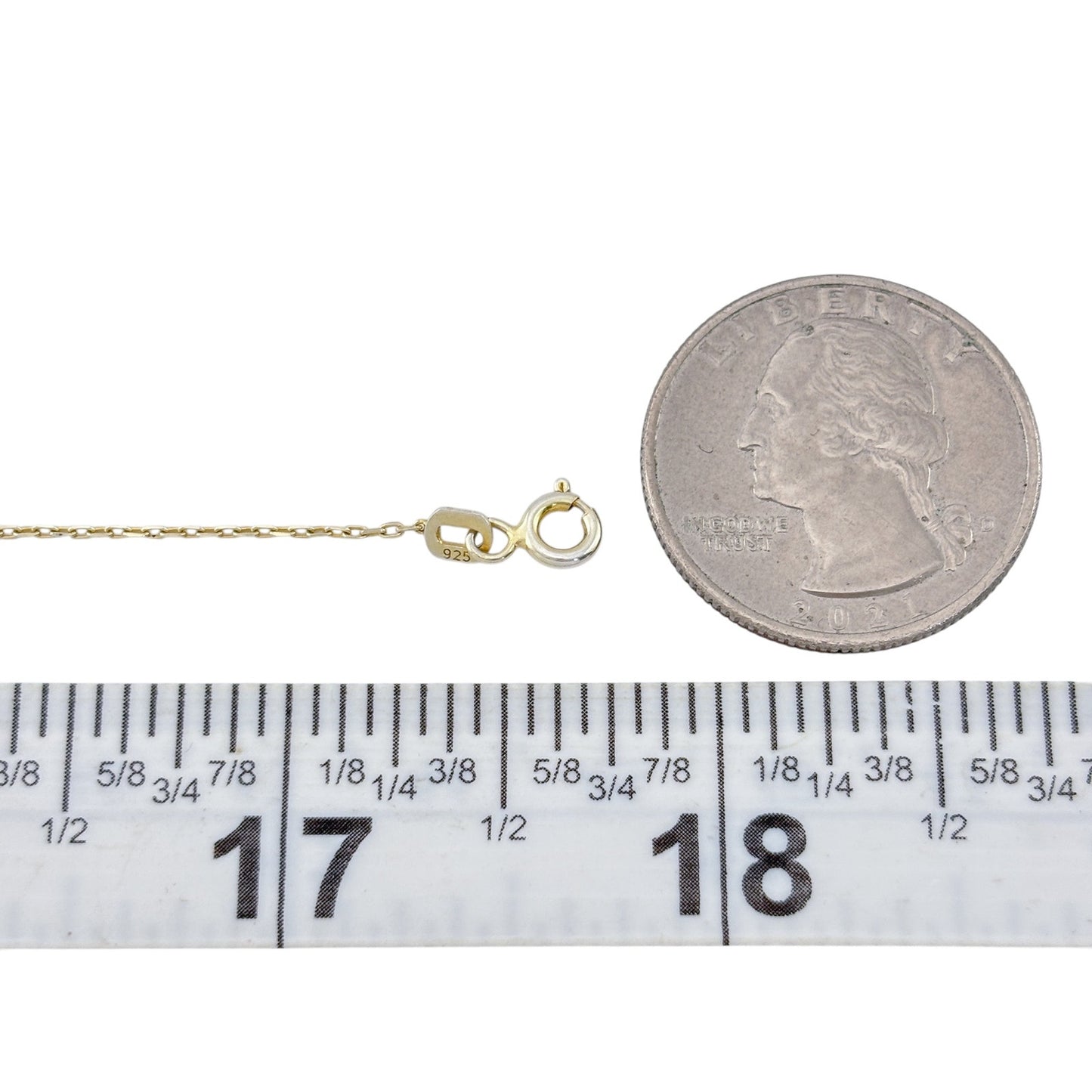 Vintage Gold-Tone Sterling Silver 925 Cable Link Chain Necklace 16.5"-17.5"