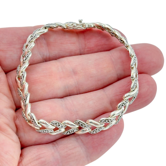 Vintage Sterling Silver 925 Studded Link Bracelet 7.25"