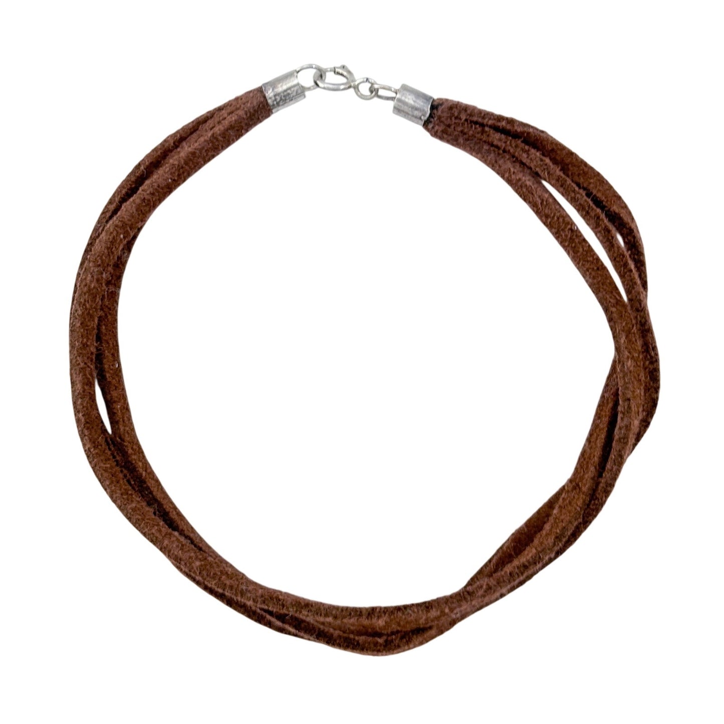 Vintage Sterling Silver 925 Brown Suede Bracelet 7.5"