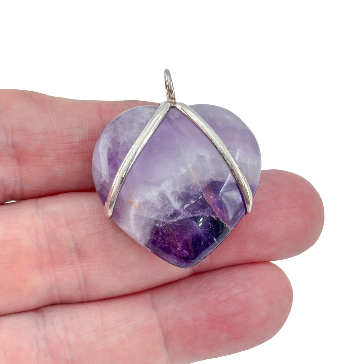 Vintage Sterling Silver 925 Amethyst Heart Pendant