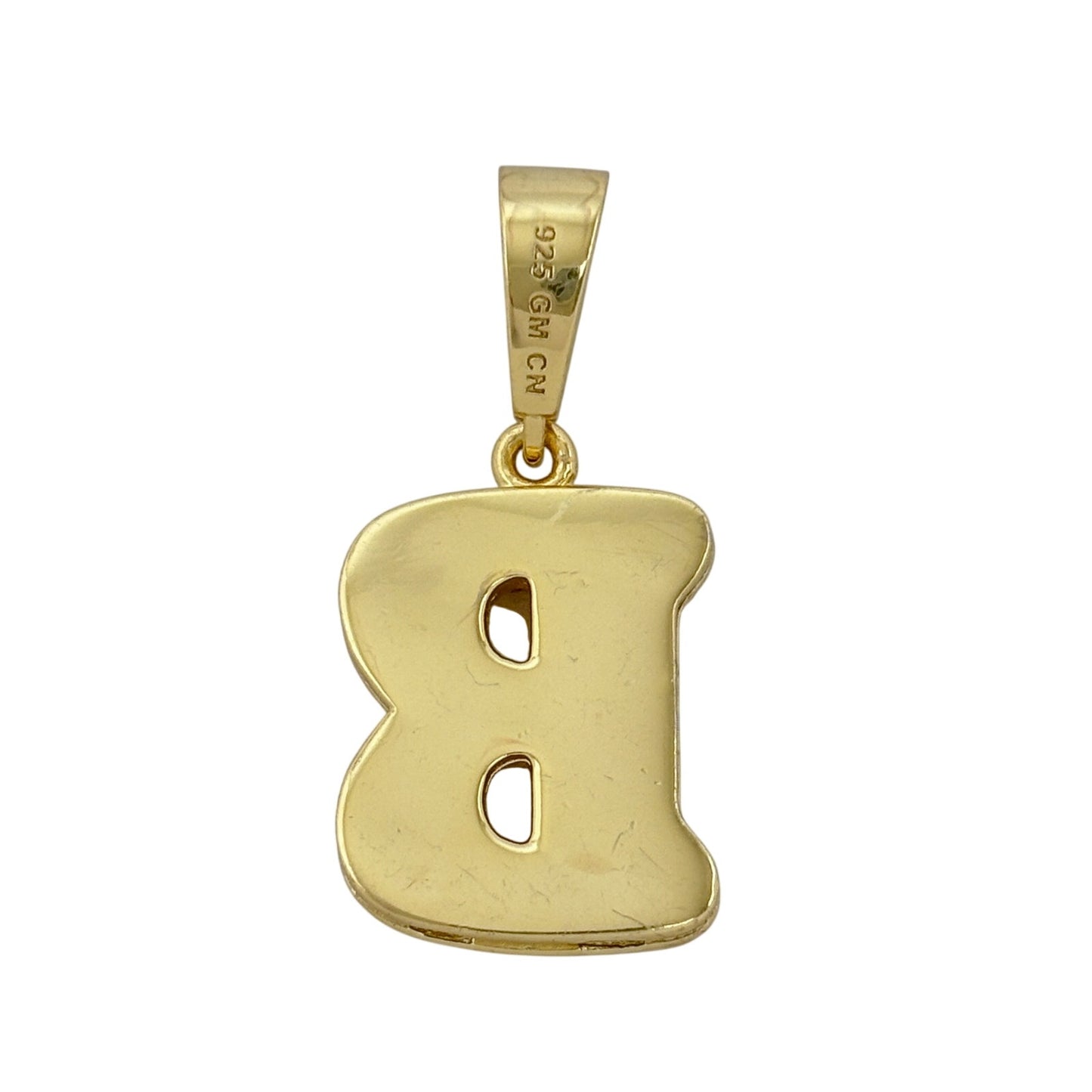 Vintage Gold-Tone Sterling Silver 925 Cubic Zirconia Letter B Pendant