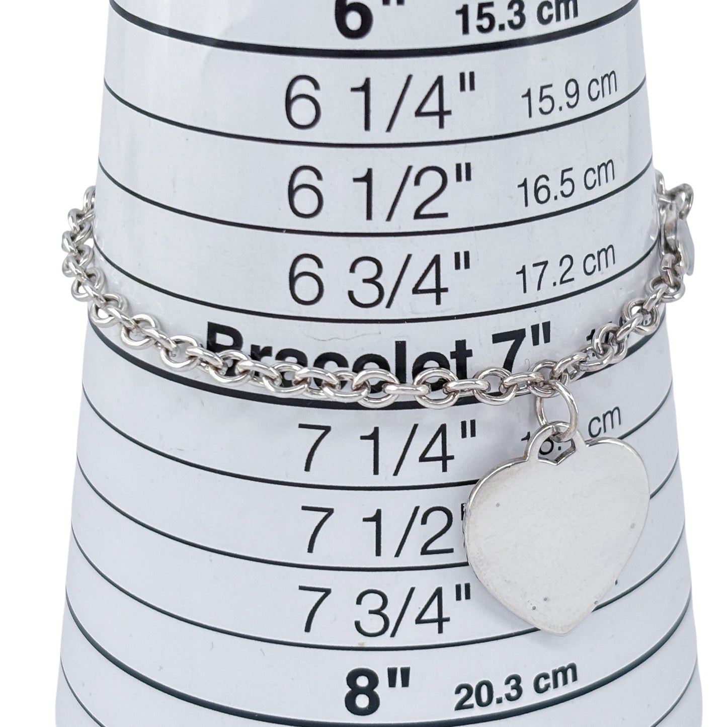 Estate Ross Simons Sterling Silver 925 Heart Charm Round Link Chain Bracelet 7"