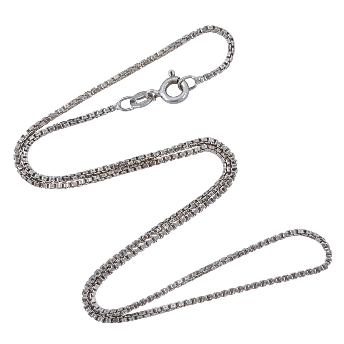 Vintage Italian Sterling Silver 925 Box Link Chain Necklace 16"