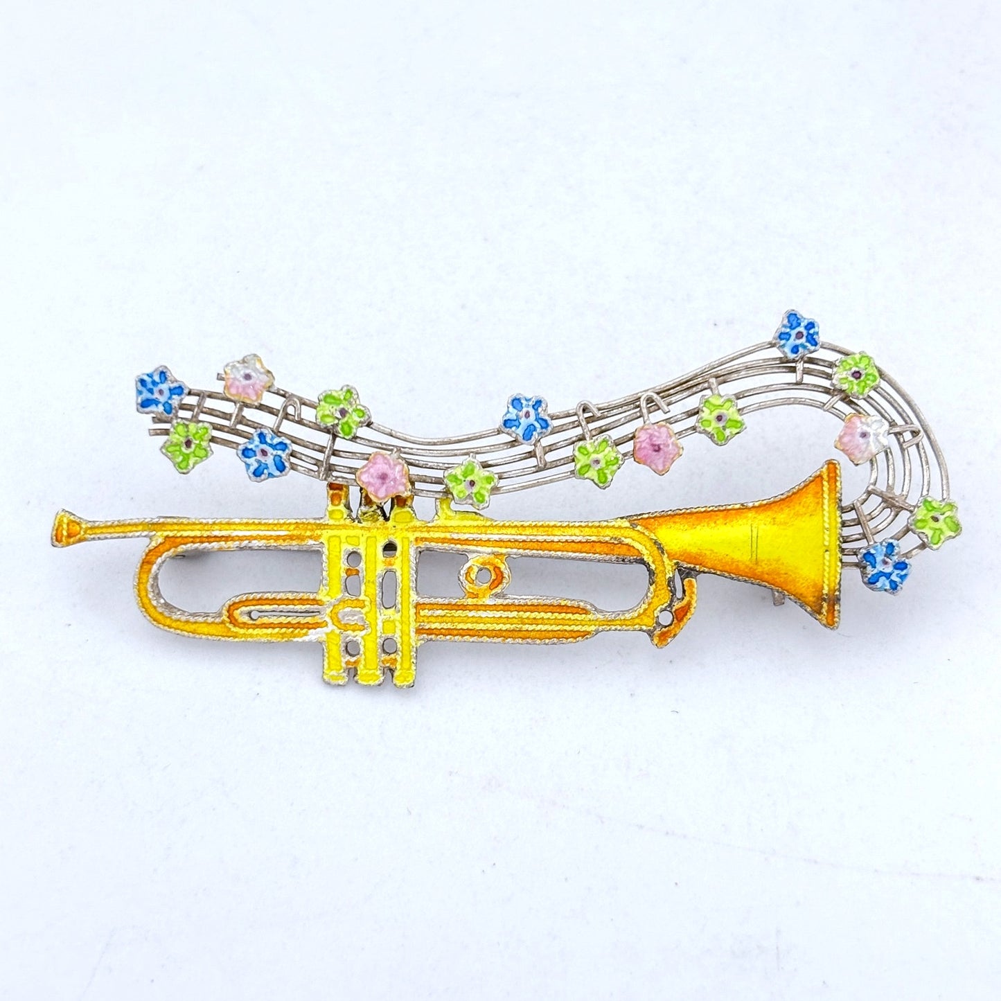 Vintage Sterling Silver 925 Trumpet Music Brooch