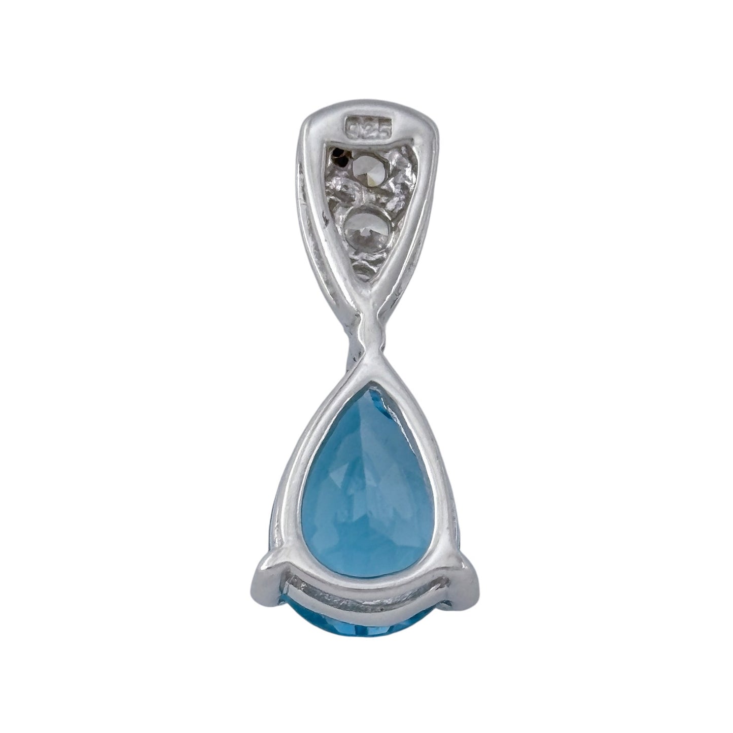 Vintage Sterling Silver 925 Blue Cubic Zirconia Pendant