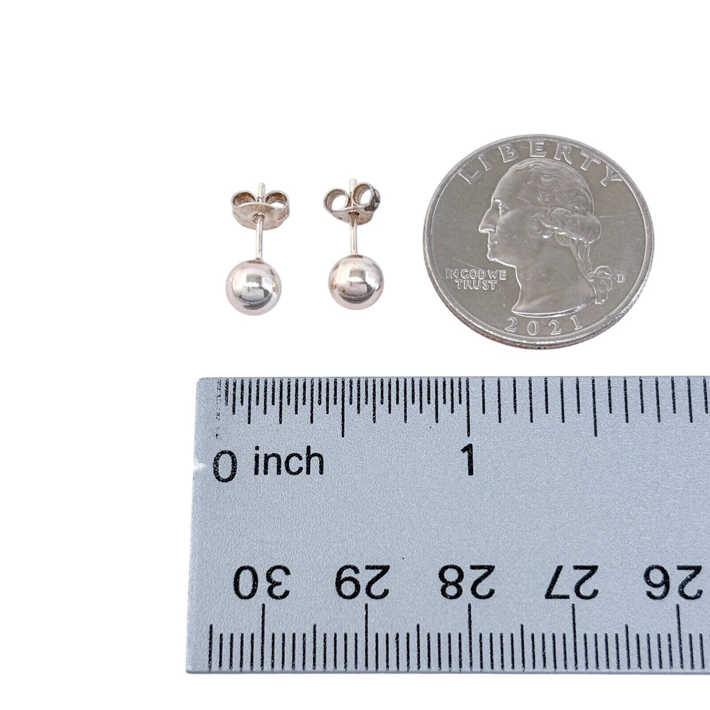 Vintage Sterling Silver 925 Rose Gold-Tone 6mm Ball Stud Earrings