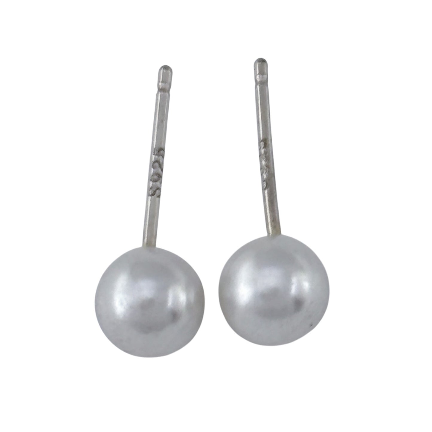 Vintage Sterling Silver 925 Imitation Pearl Stud Earrings