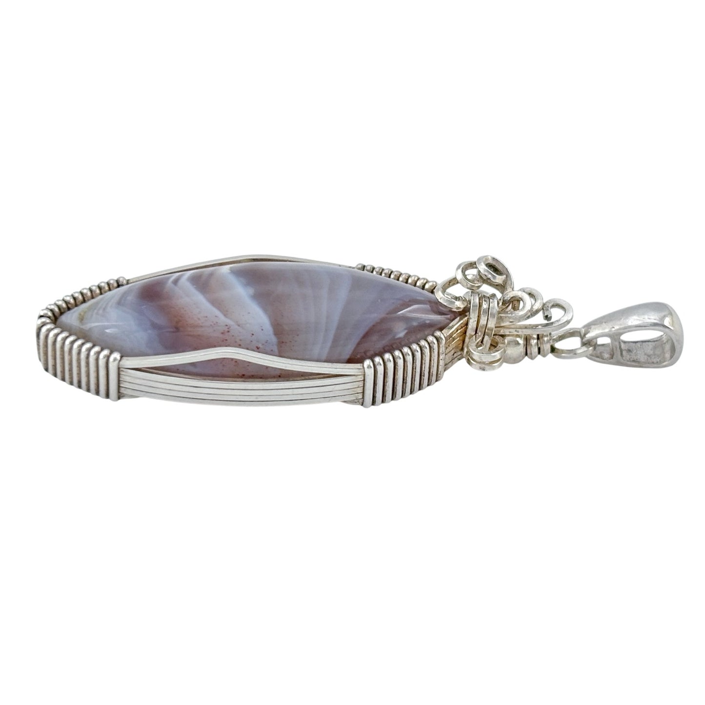 Vintage Sterling Silver 925 Banded Agate Pendant