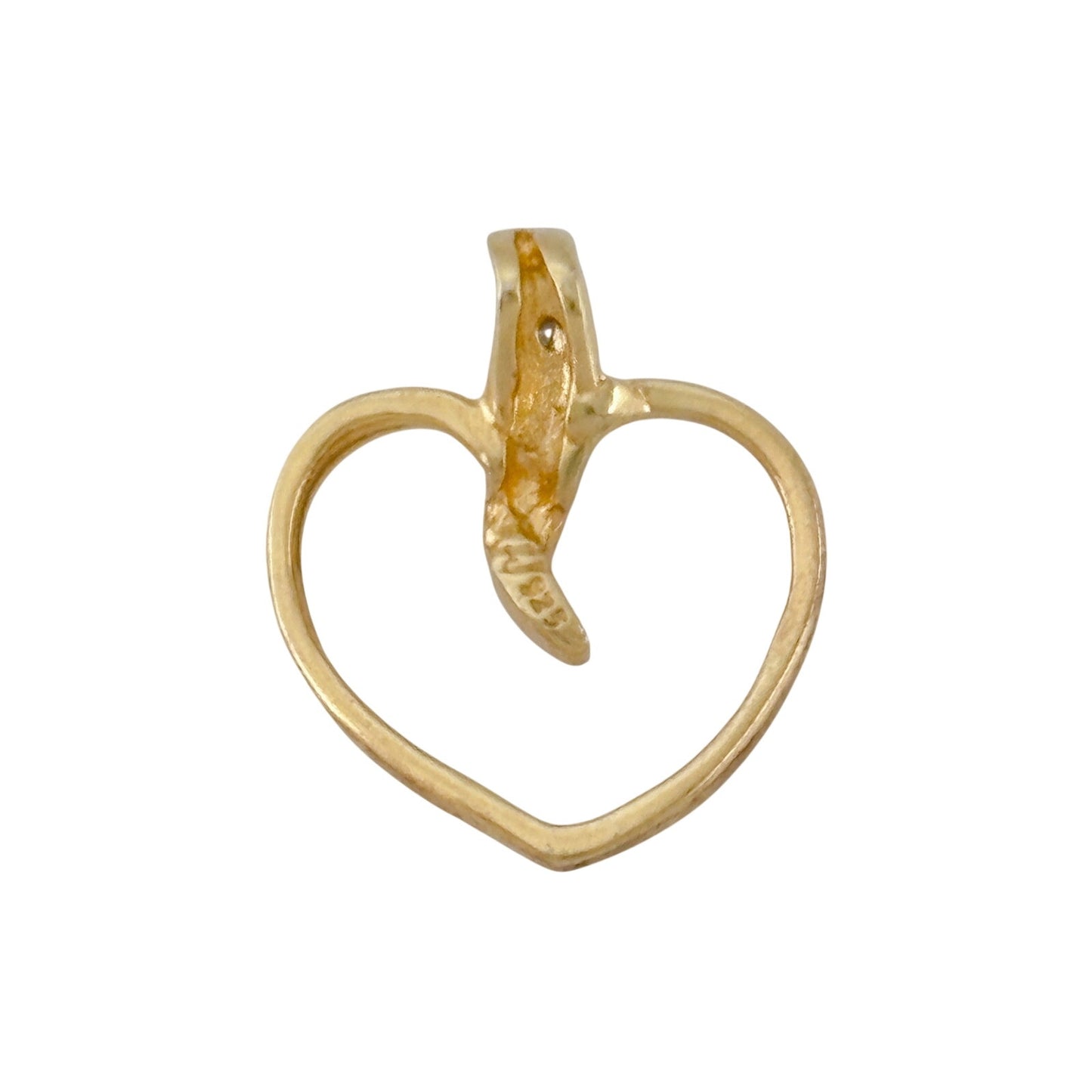 Vintage Gold-Tone Sterling Silver 925 Heart Diamond Pendant