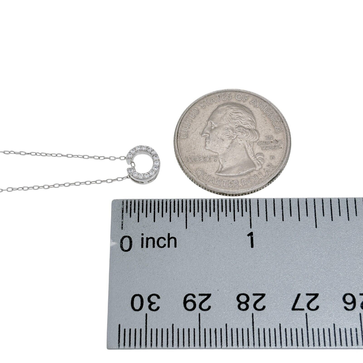 Vintage Sterling Silver 925 Cubic Zirconia Pendant Necklace 18"