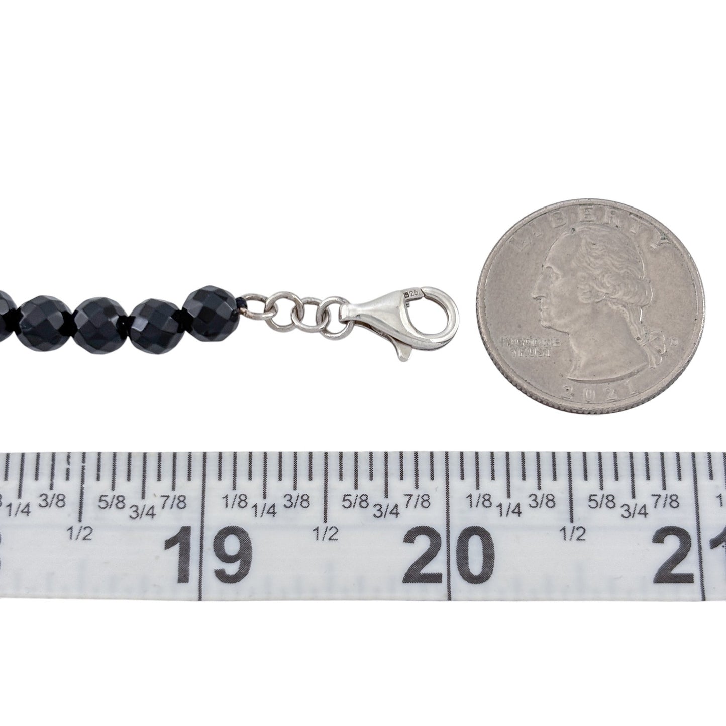 Vintage Black Faceted Spinel Bead Necklace 18"-20"