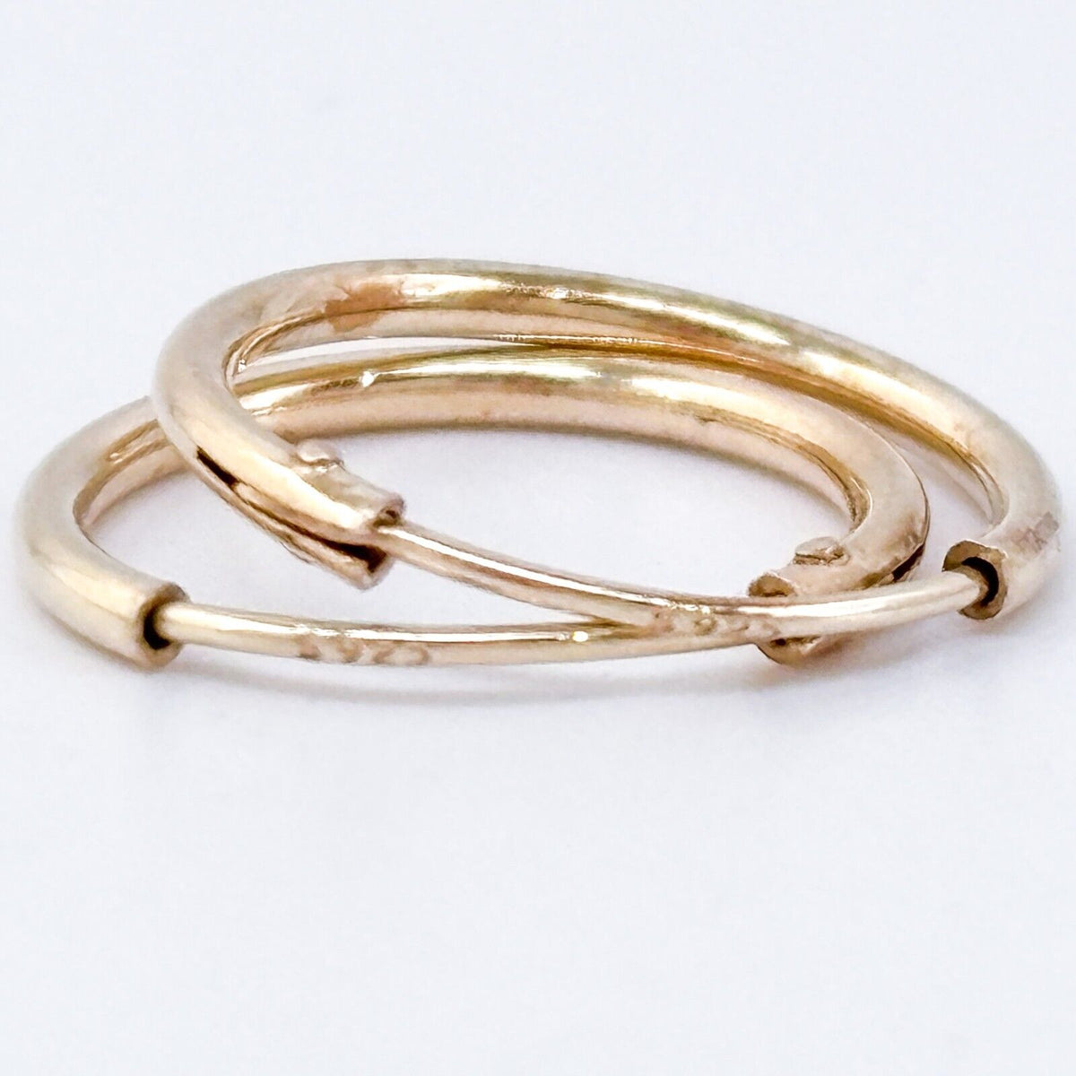 Vintage Sterling Silver 925 Gold Tone Hoop Earrings