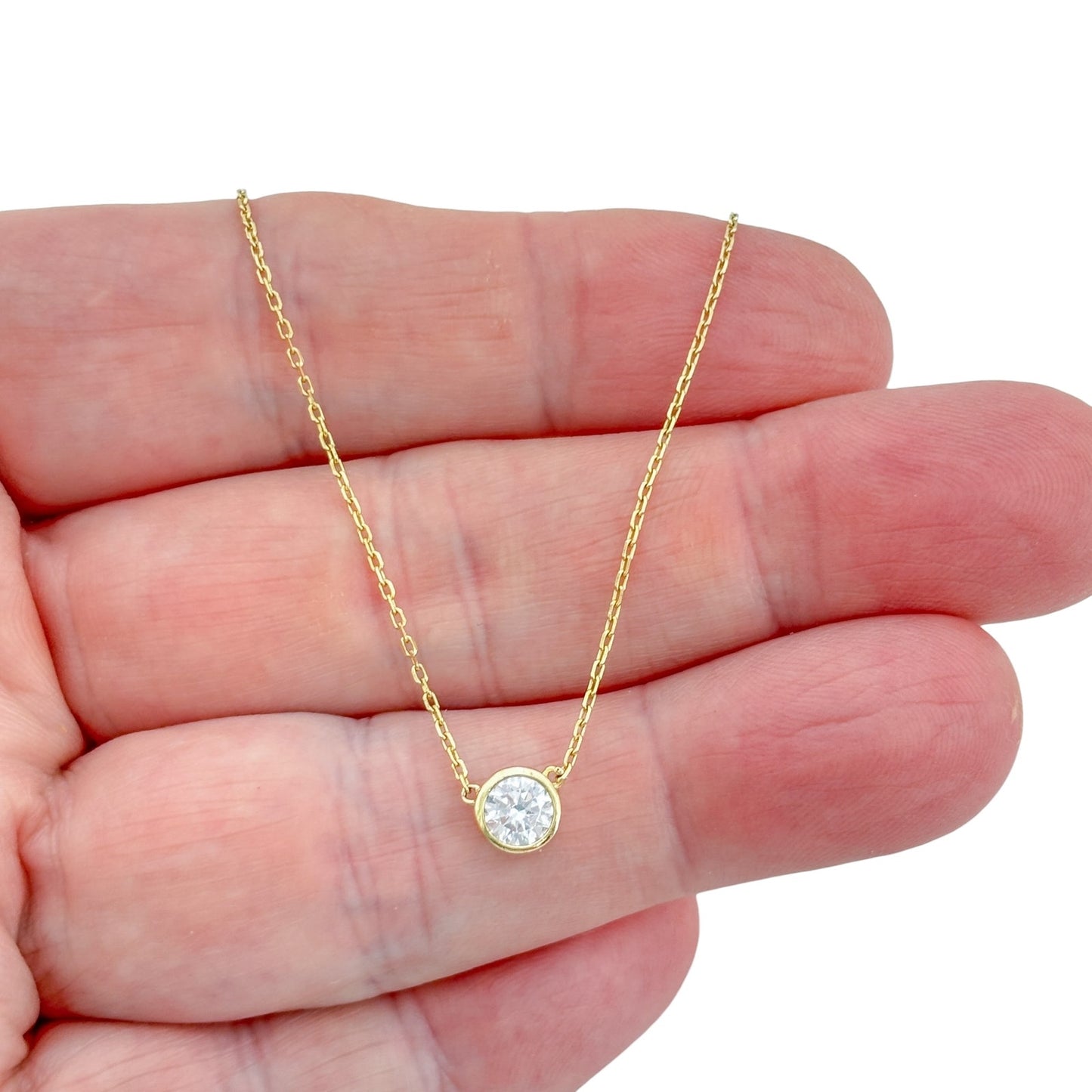 Vintage Gold-Tone Sterling Silver Cubic Zirconia Necklace 13.5" 14.5", 15.5"