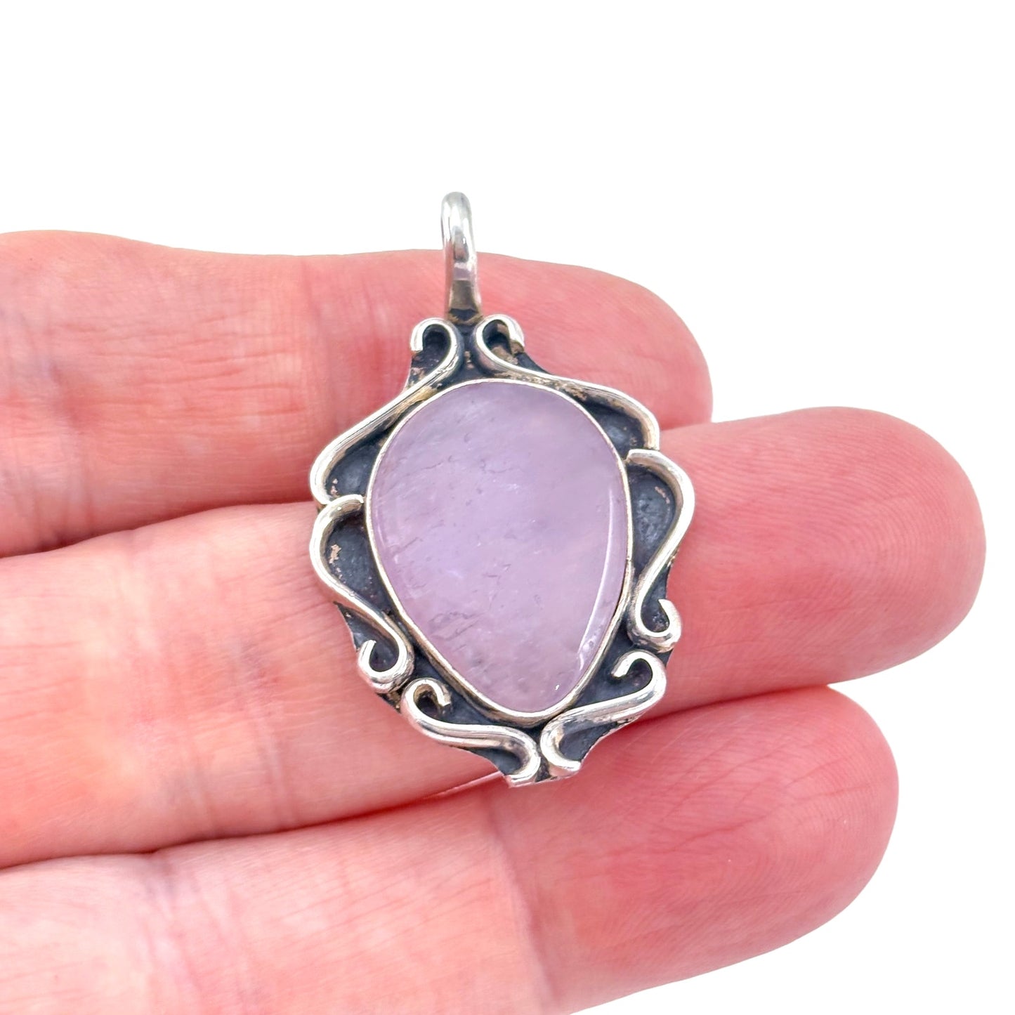 Vintage Sterling Silver 925 Rose Quartz Pendant