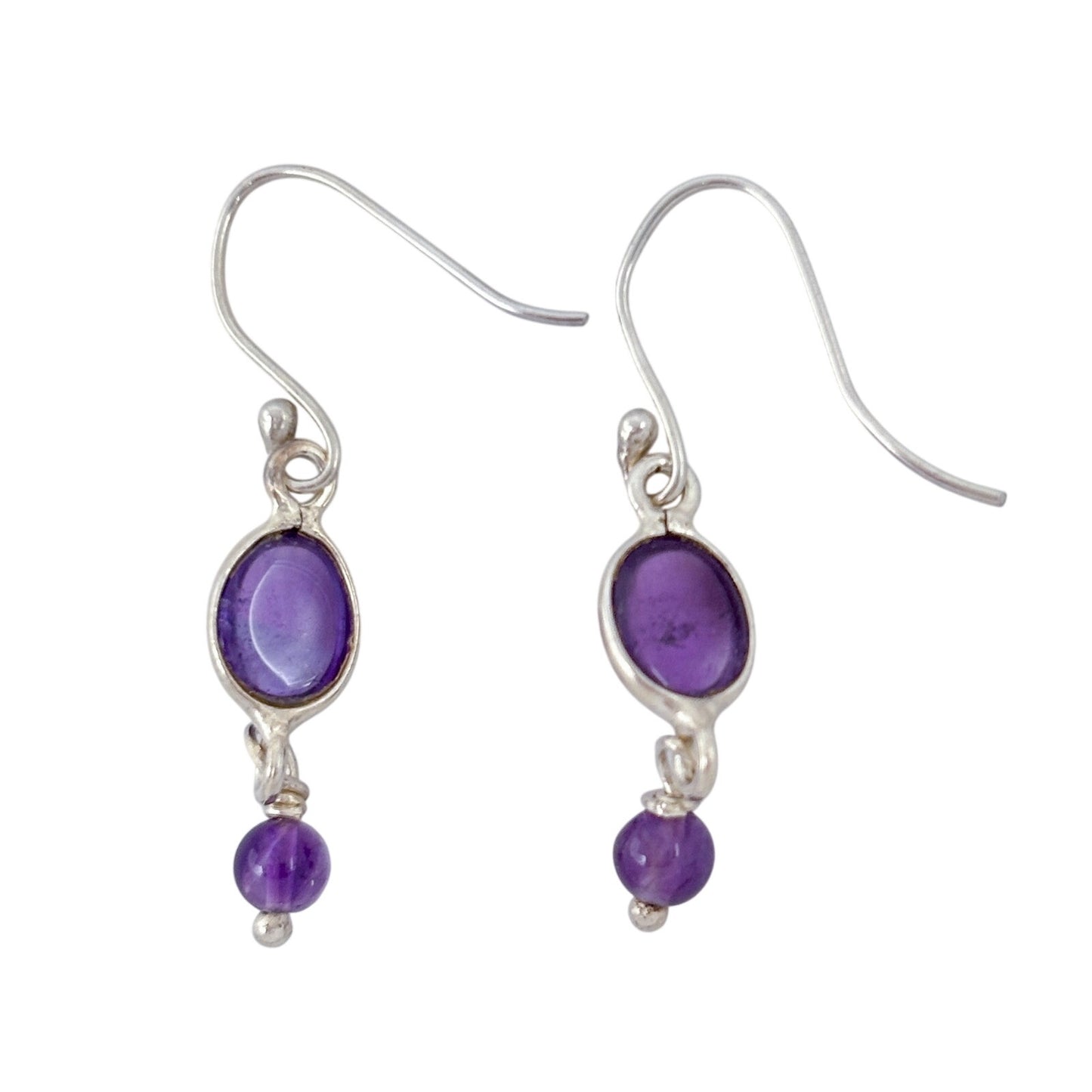 Estate Sterling Silver 925 Amethyst Dangle Earrings