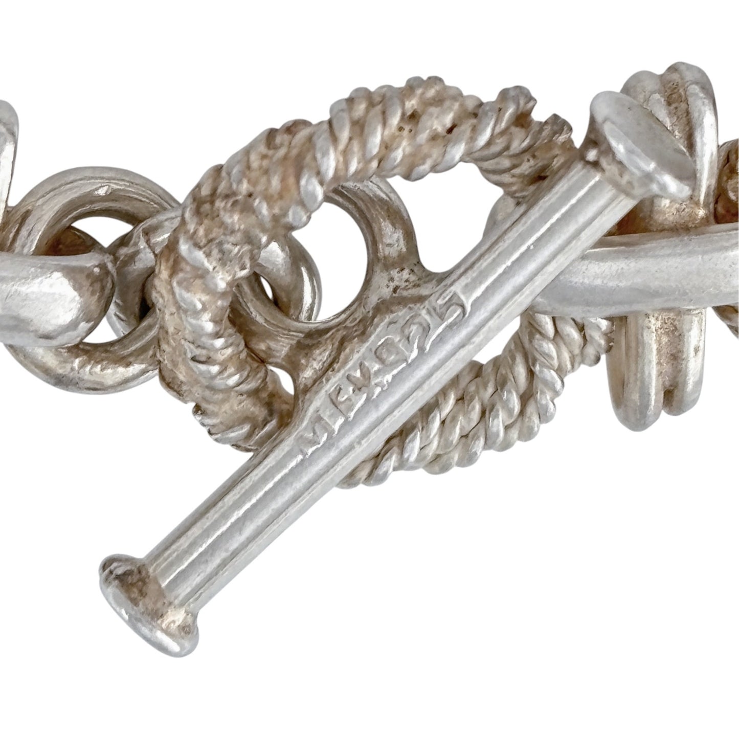 Vintage Mexico Sterling Silver 925 Rope Link Bracelet 8"