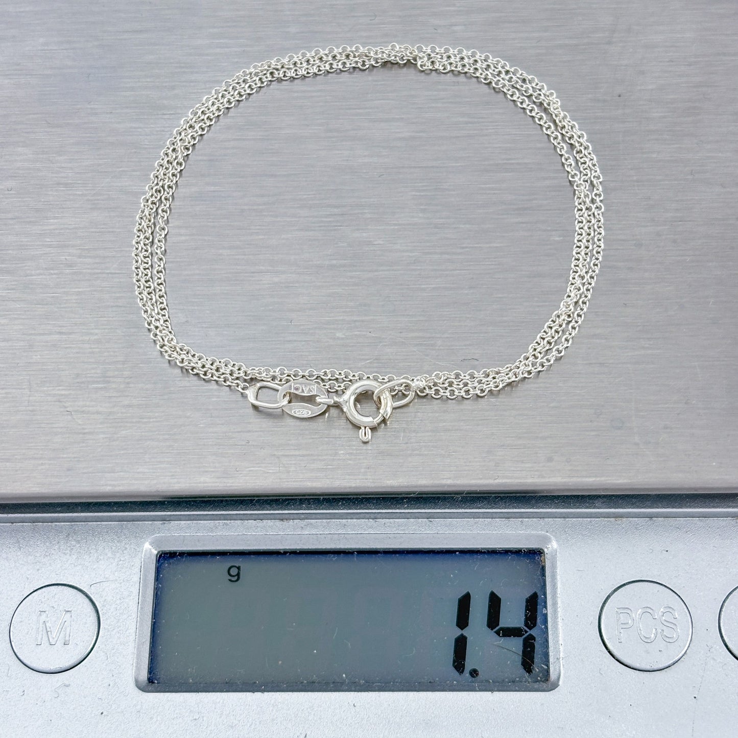 Vintage Sterling Silver 925 Round Link Chain Necklace 18"