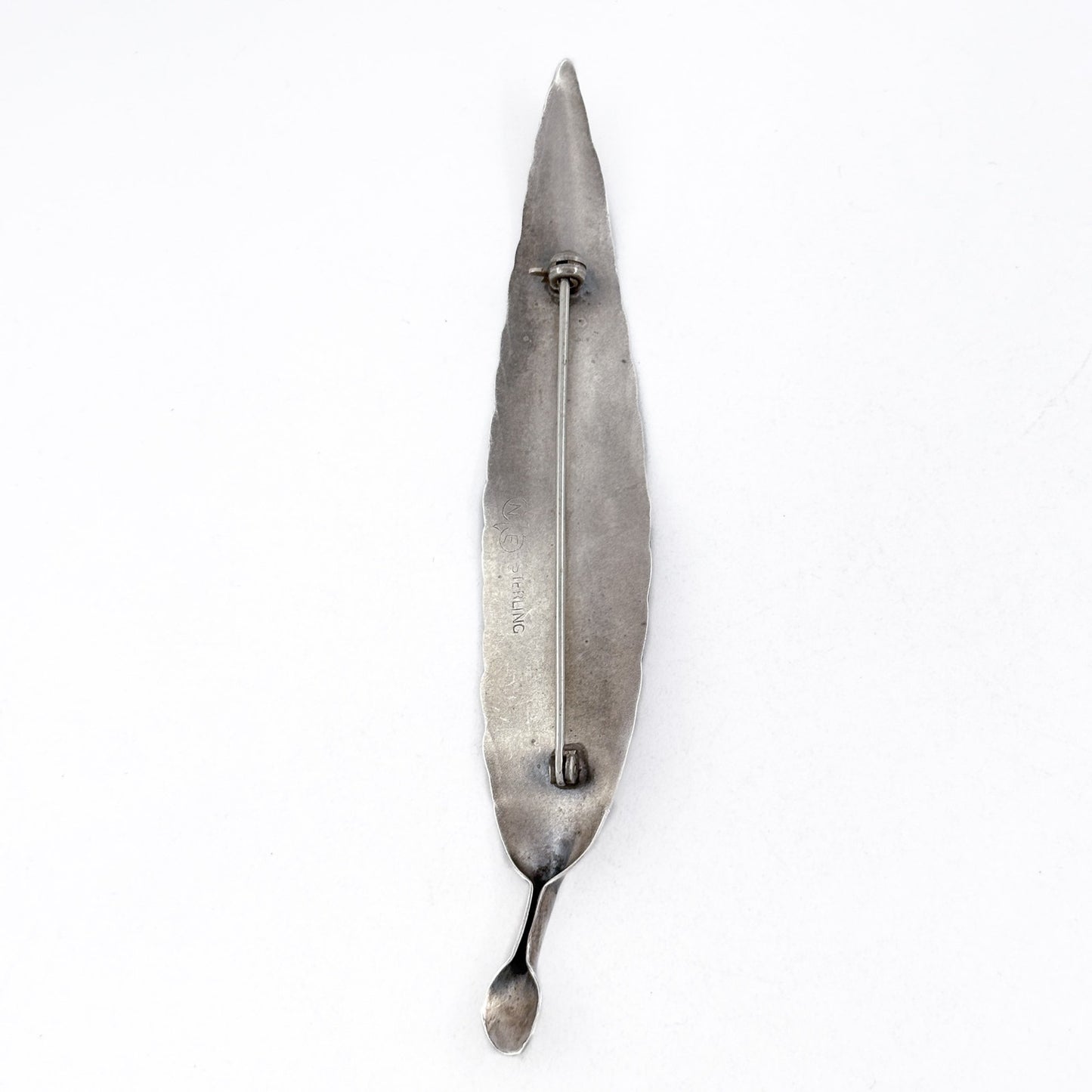 Vintage NYE Sterling Silver 925 Feather Brooch