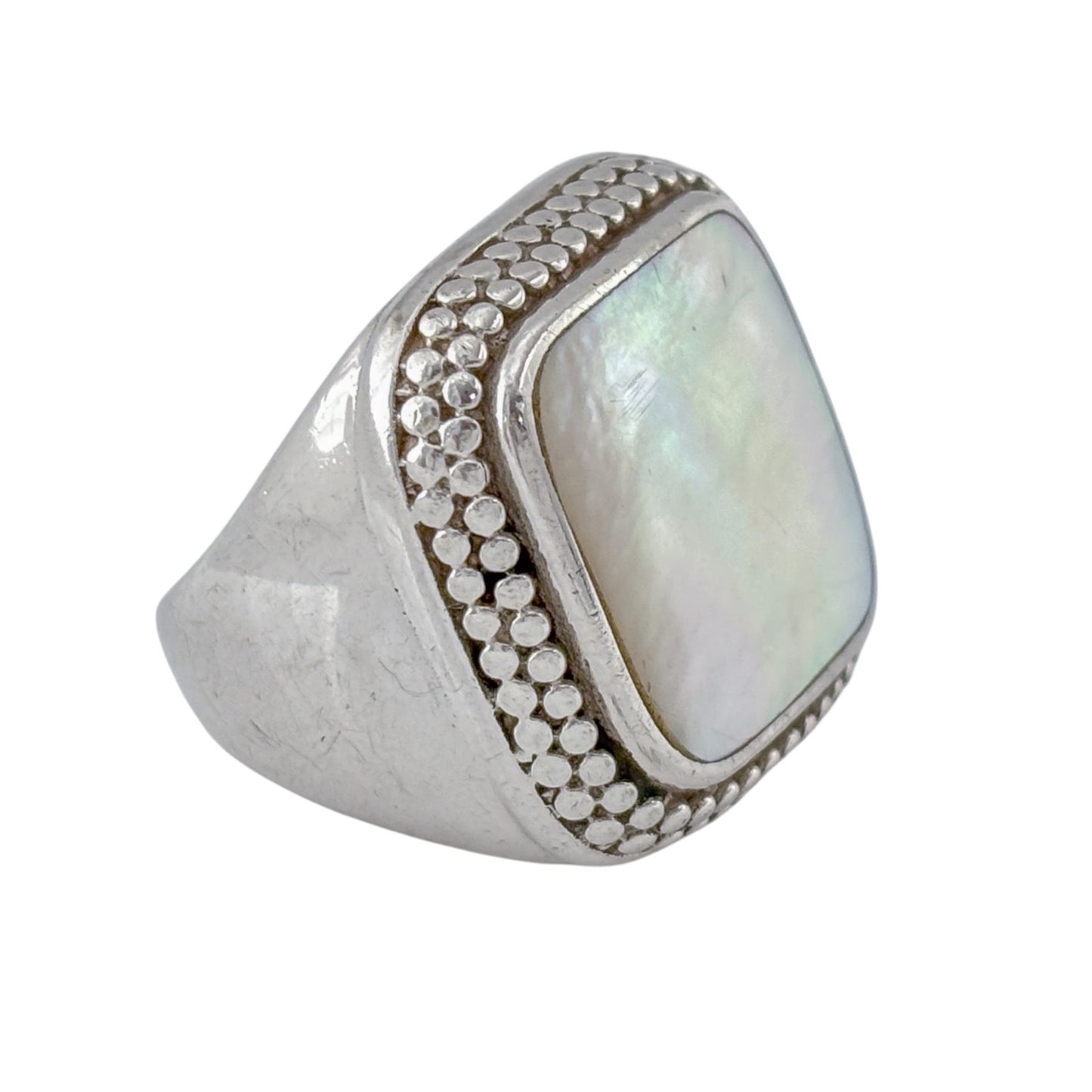 Vintage Sterling Silver 925 Square Mother of Pearl Ring Size 6.5