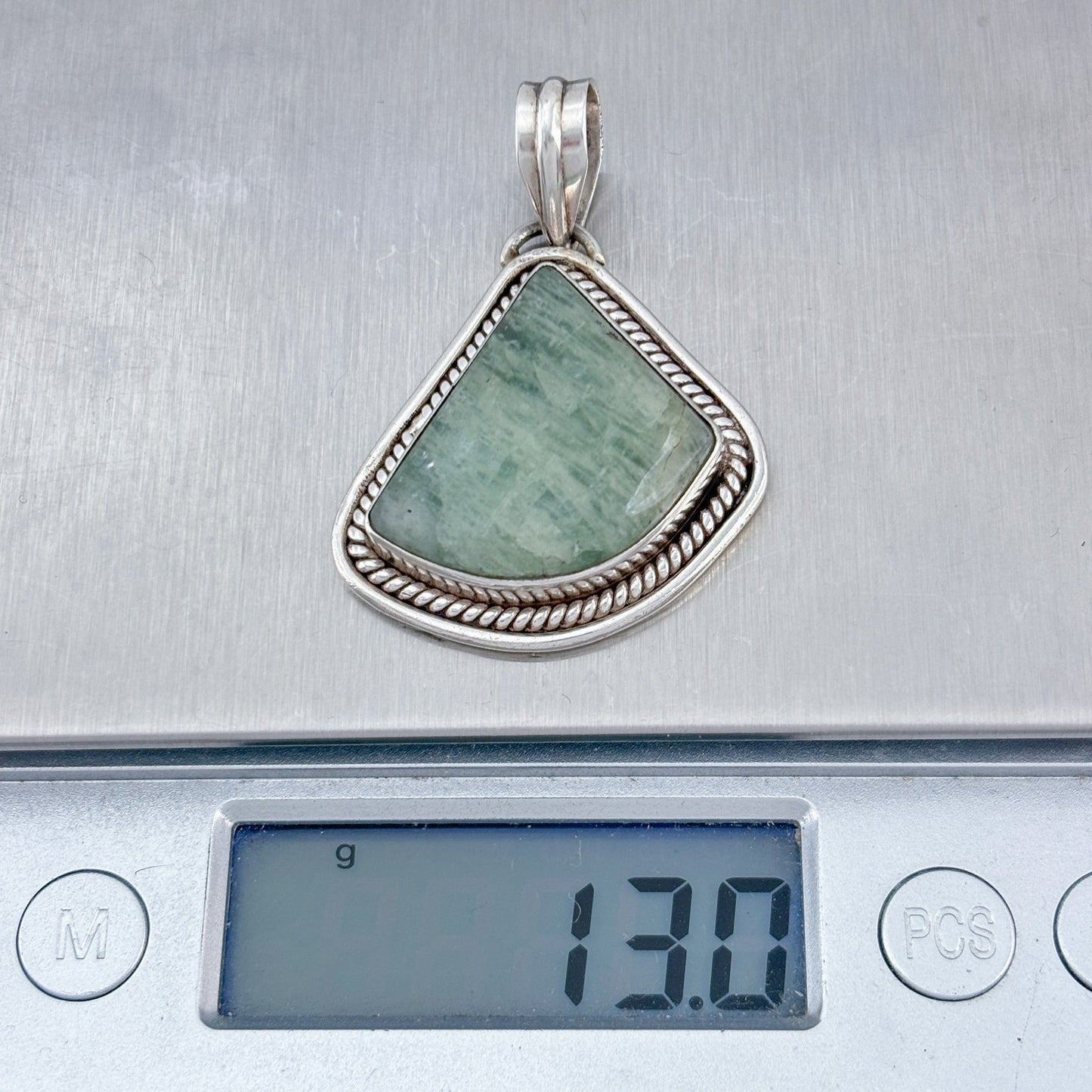 Vintage Sterling Silver 925 Green Aventurine Pendant