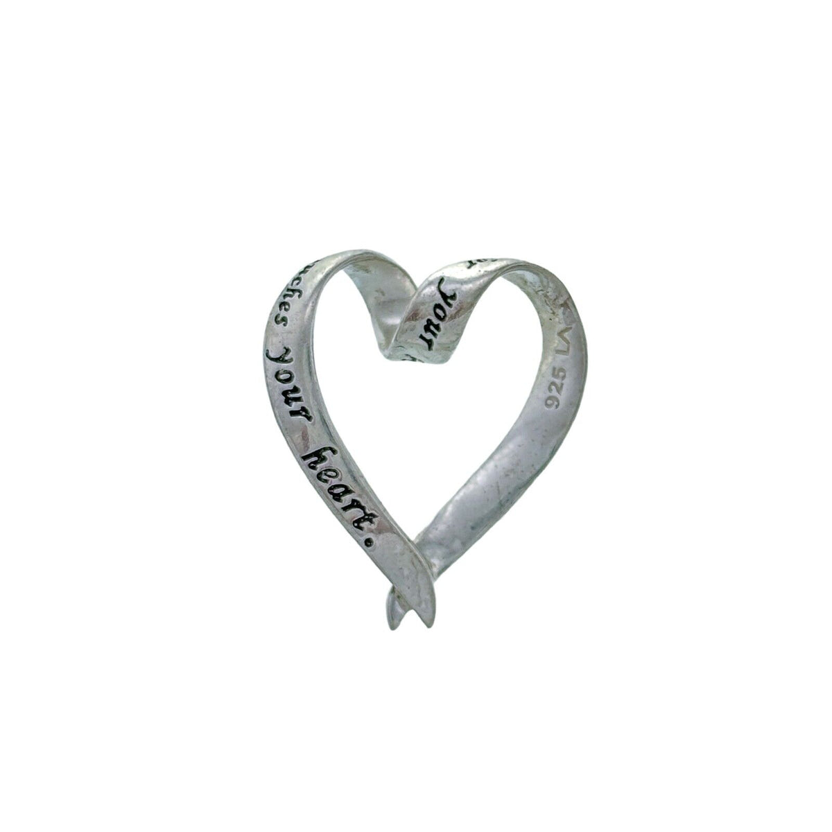 Vintage Sterling Silver 925 "True Friend" Quote Open Heart Pendant
