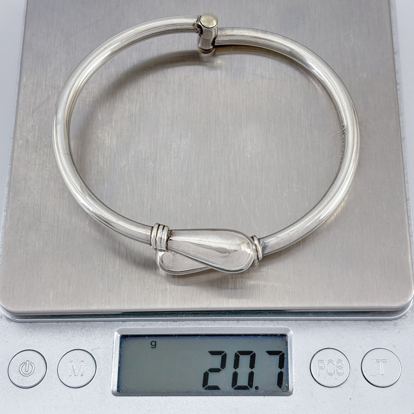 Vintage Mexican Sterling Silver 925 Teardrop Tip Crossover Bracelet 7.5"